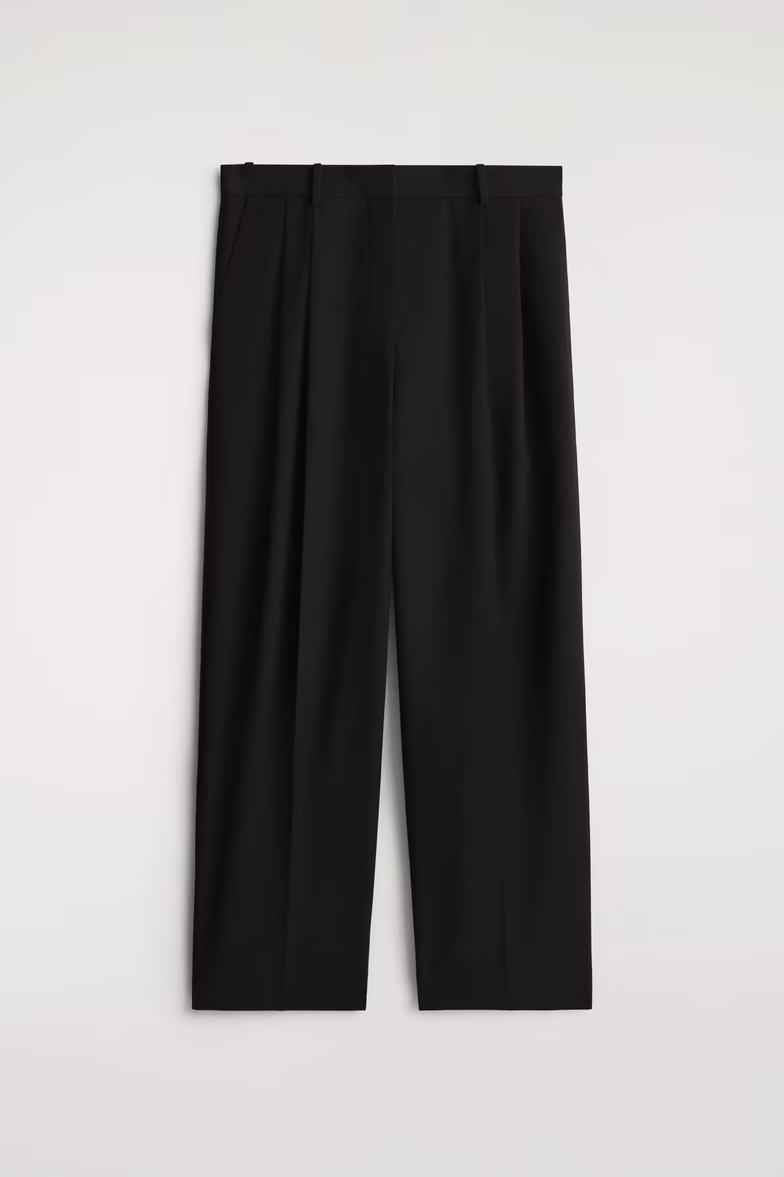 RELAXED TWILL WIDE-LEG TROUSERSBLACK