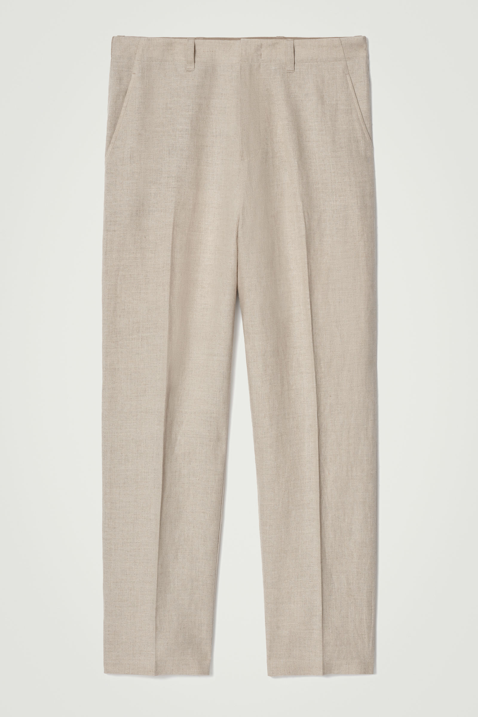 RELAXED LINEN TAPERED TROUSERSBEIGE / UNDYED