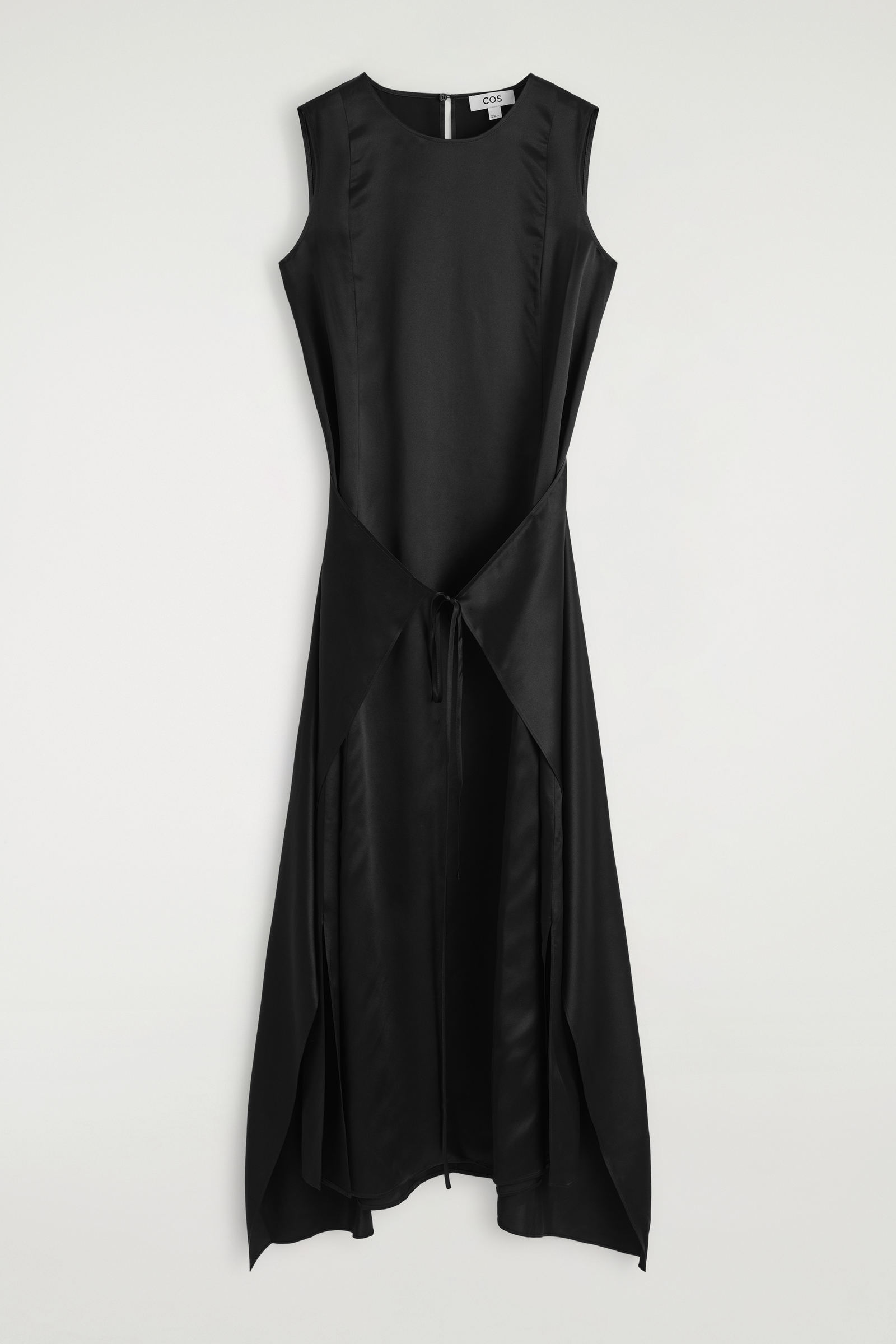 WRAP-FRONT SILK MAXI DRESSBLACK