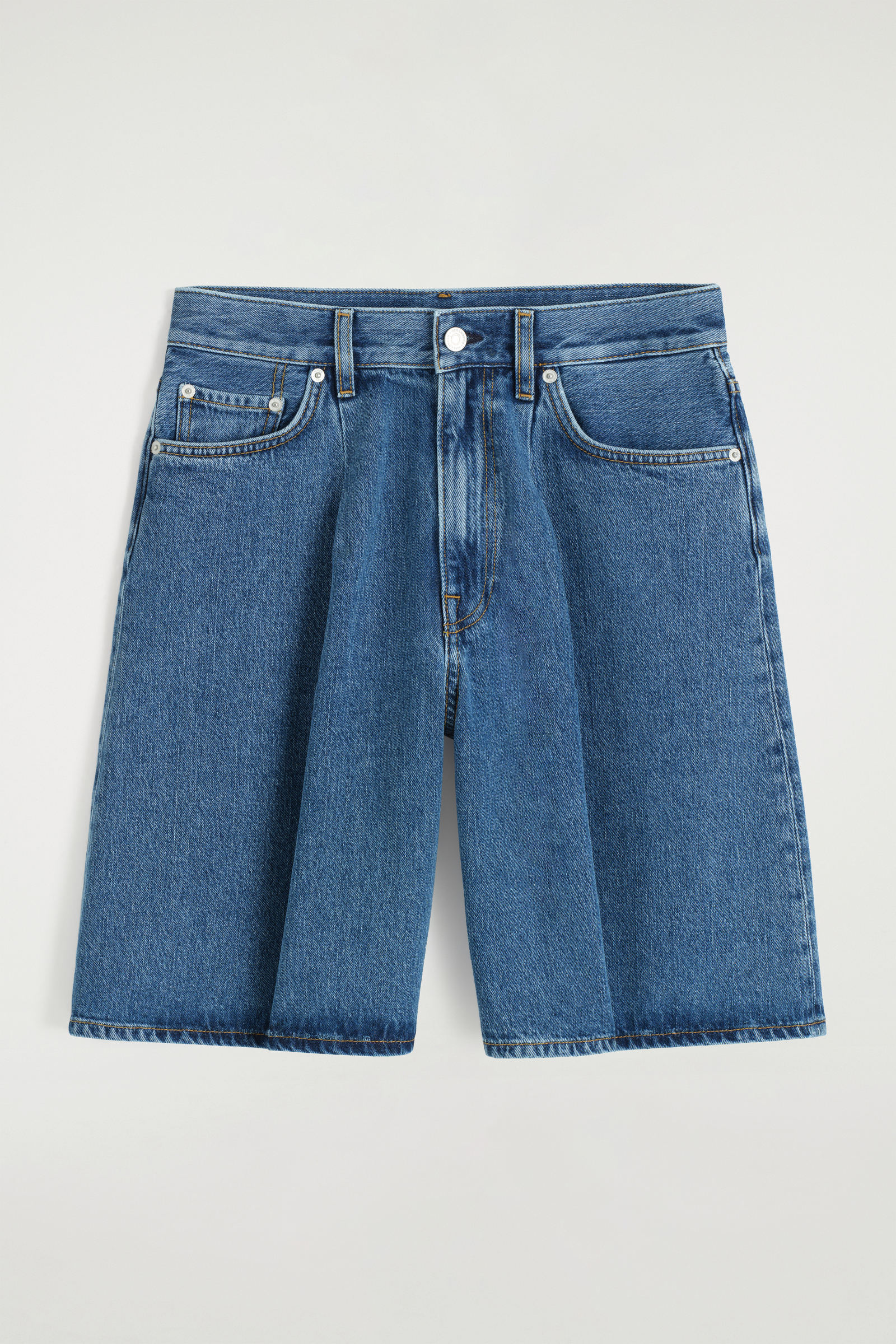 WIDE-LEG DENIM SHORTSBLUE