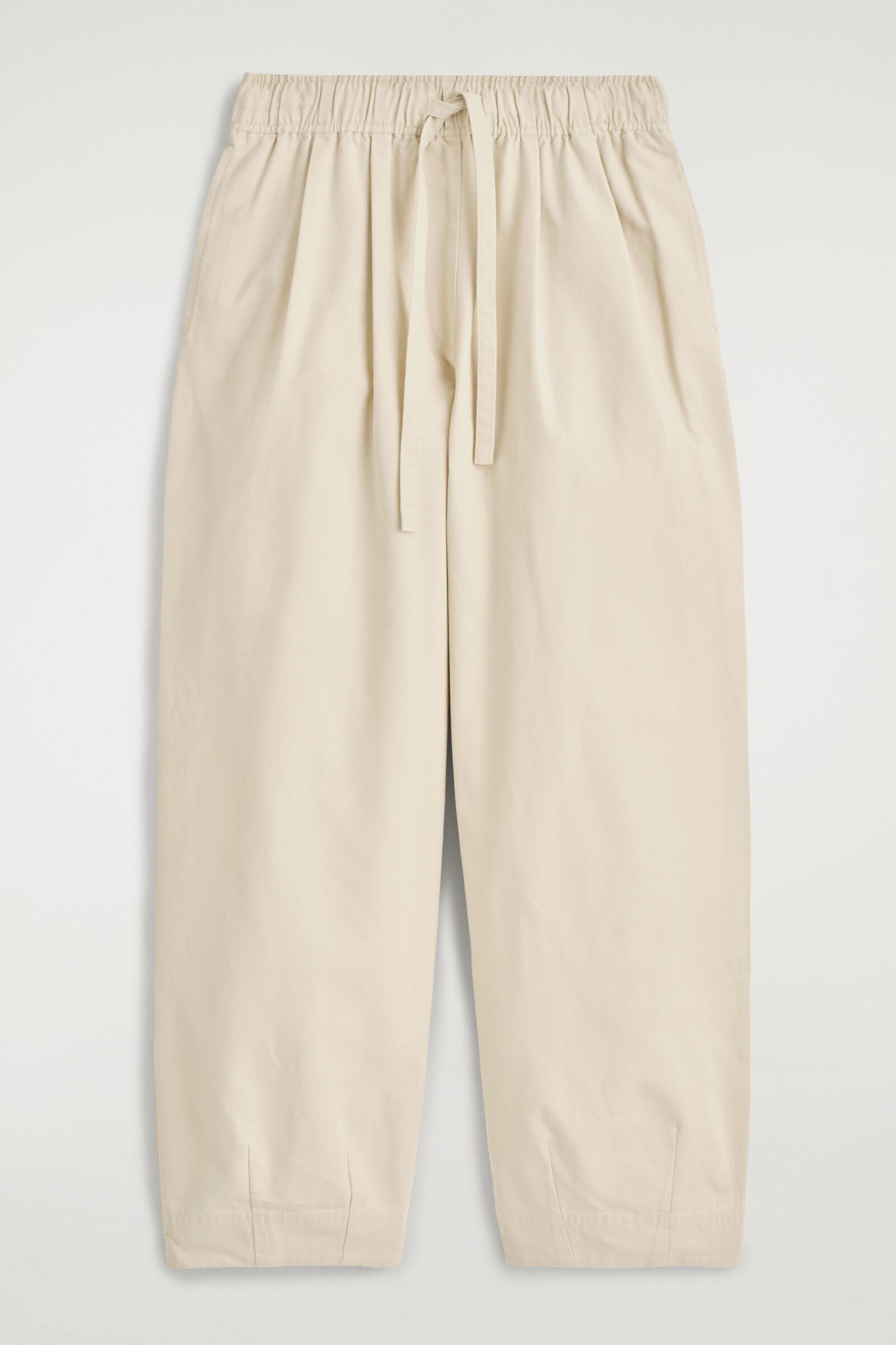 COTTON TAPERED DRAWSTRING TROUSERSLIGHT BEIGE