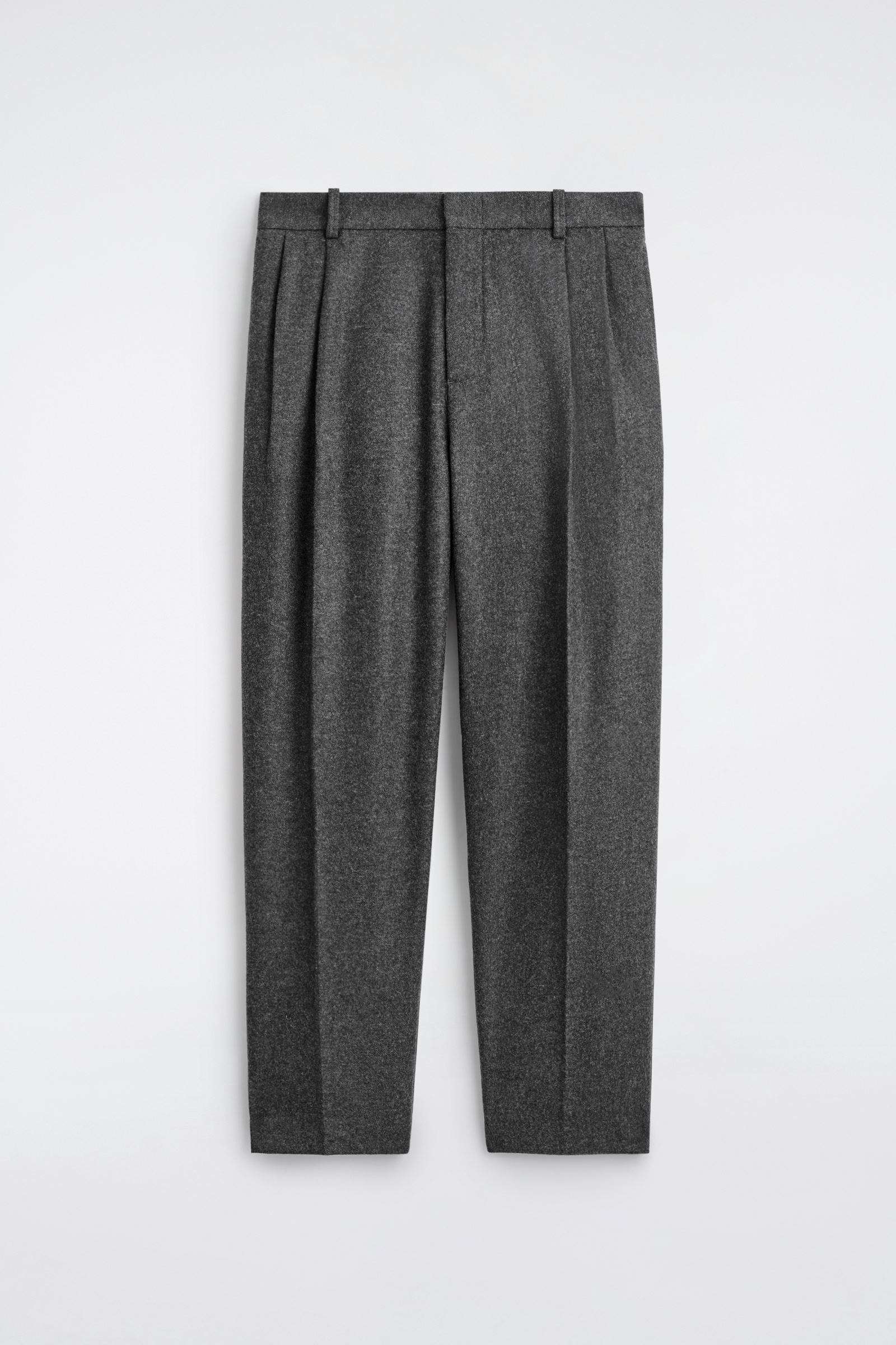PLEATED WOOL RELAXED-FIT STRAIGHT-LEG TROUSERSCHARCOAL MÉLANGE