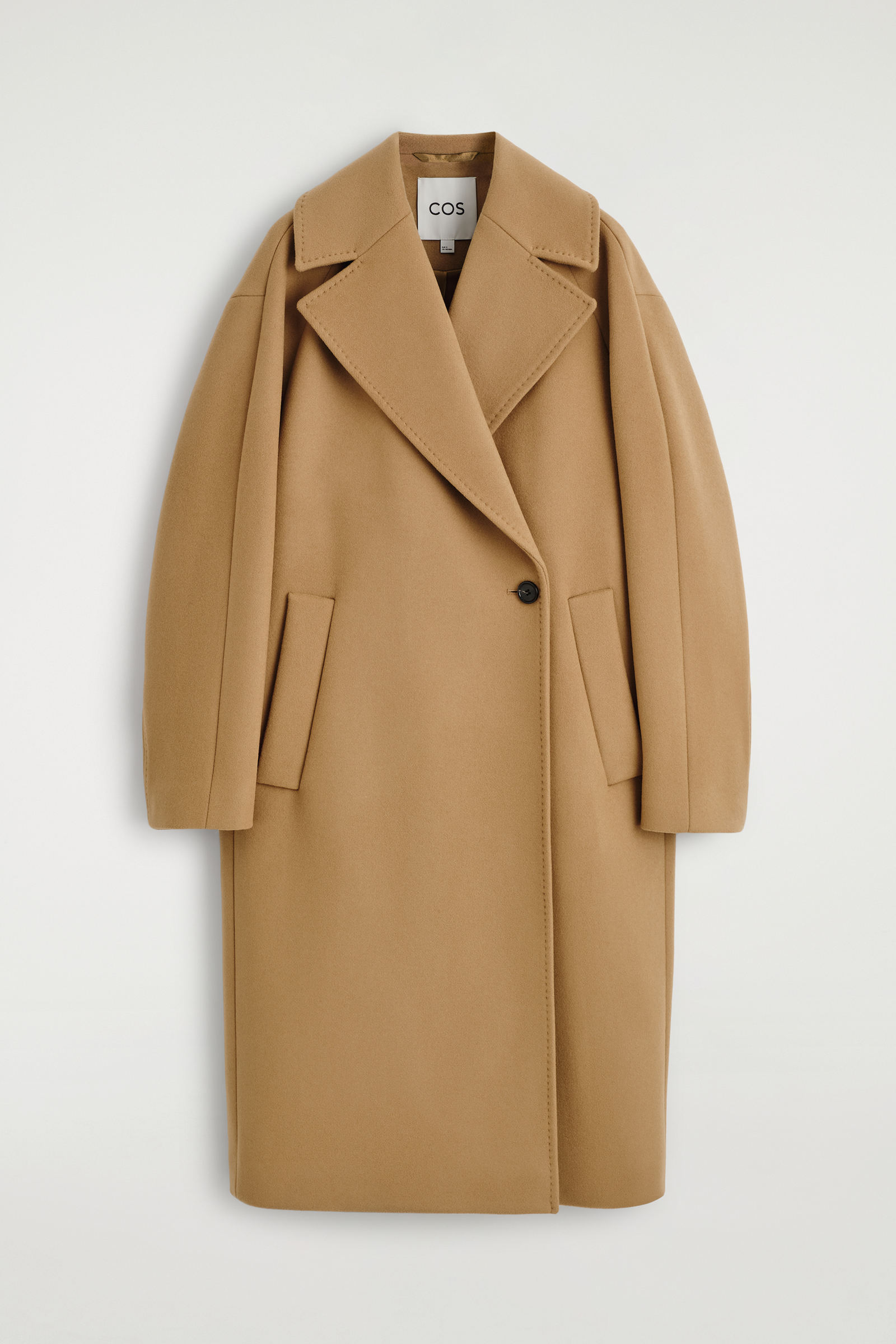 OVERSIZED DOUBLE-BREASTED WOOL LONG COATCAMEL