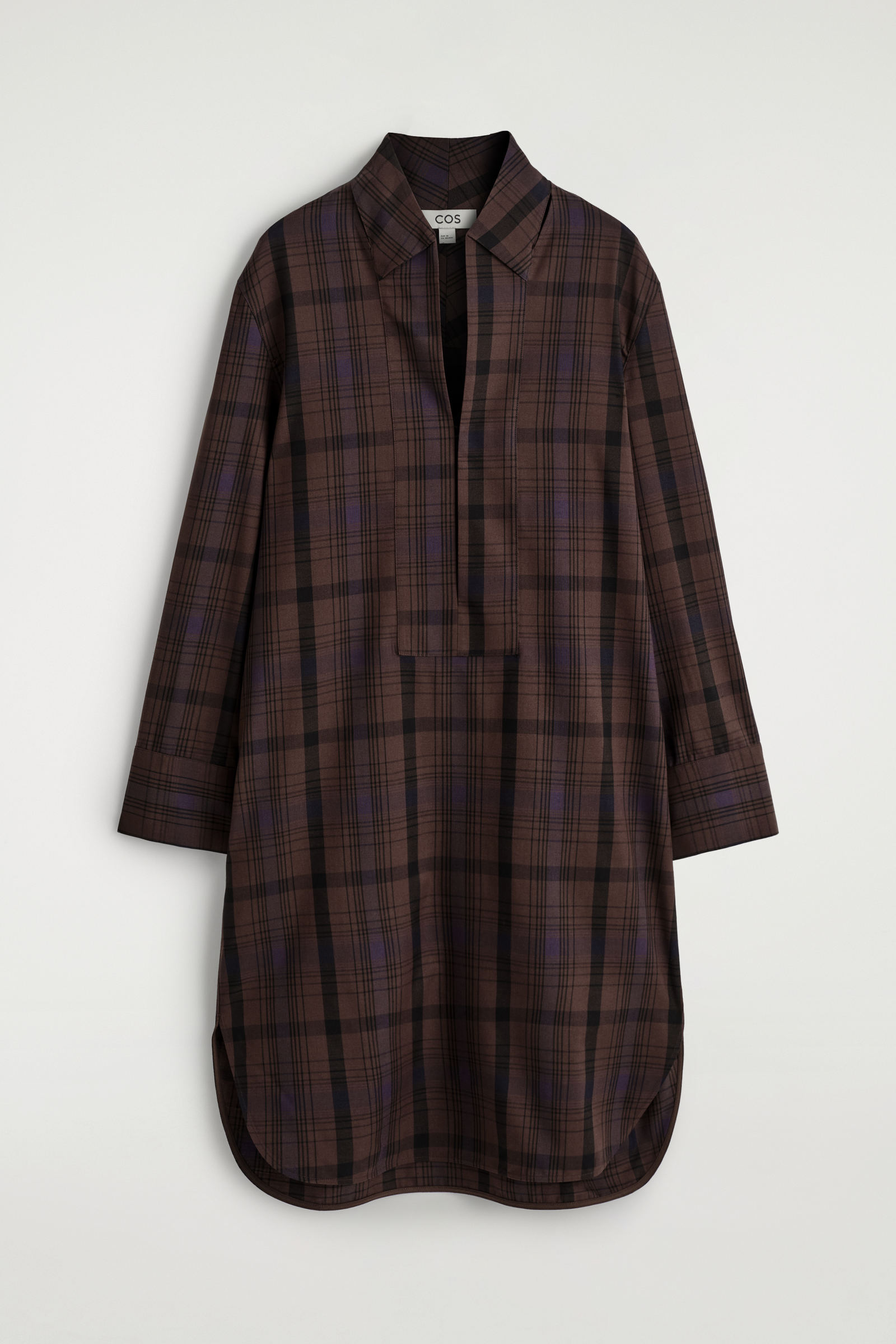 CHECKED WOOL-BLEND SHIRT DRESSBROWN / CHECKED