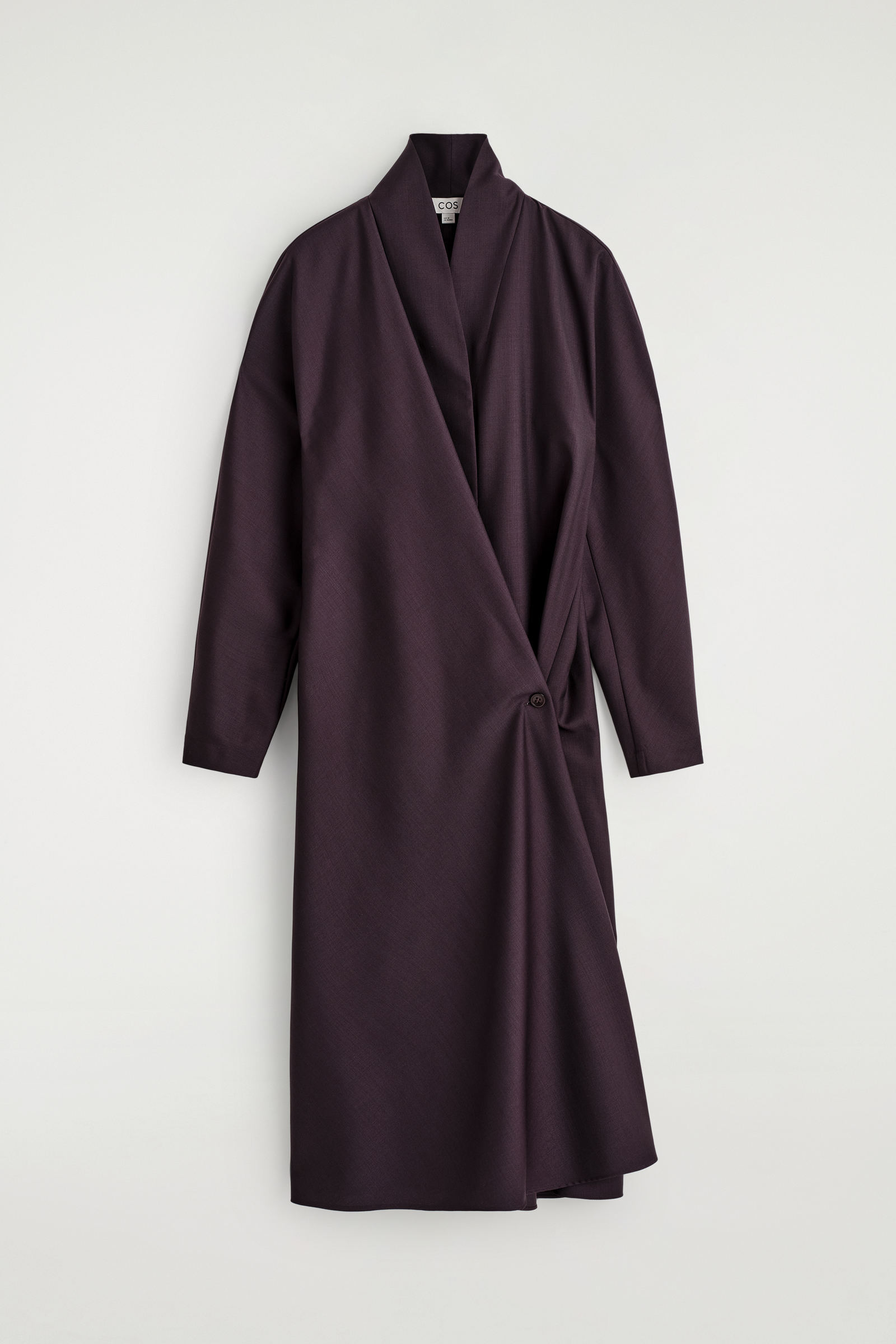 SHAWL-COLLAR WOOL WRAP DRESSPURPLE