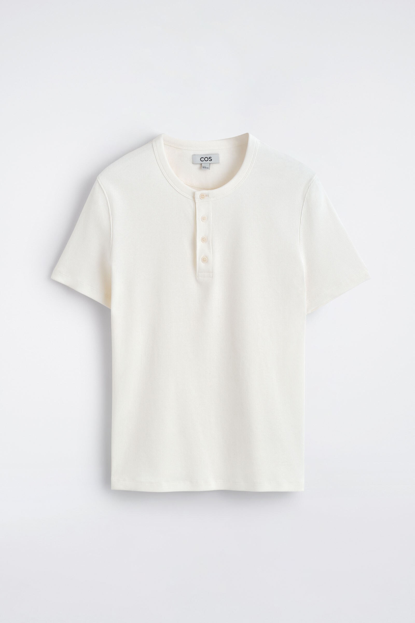 SLIM-FIT RIBBED HENLEY T-SHIRTOFF-WHITE