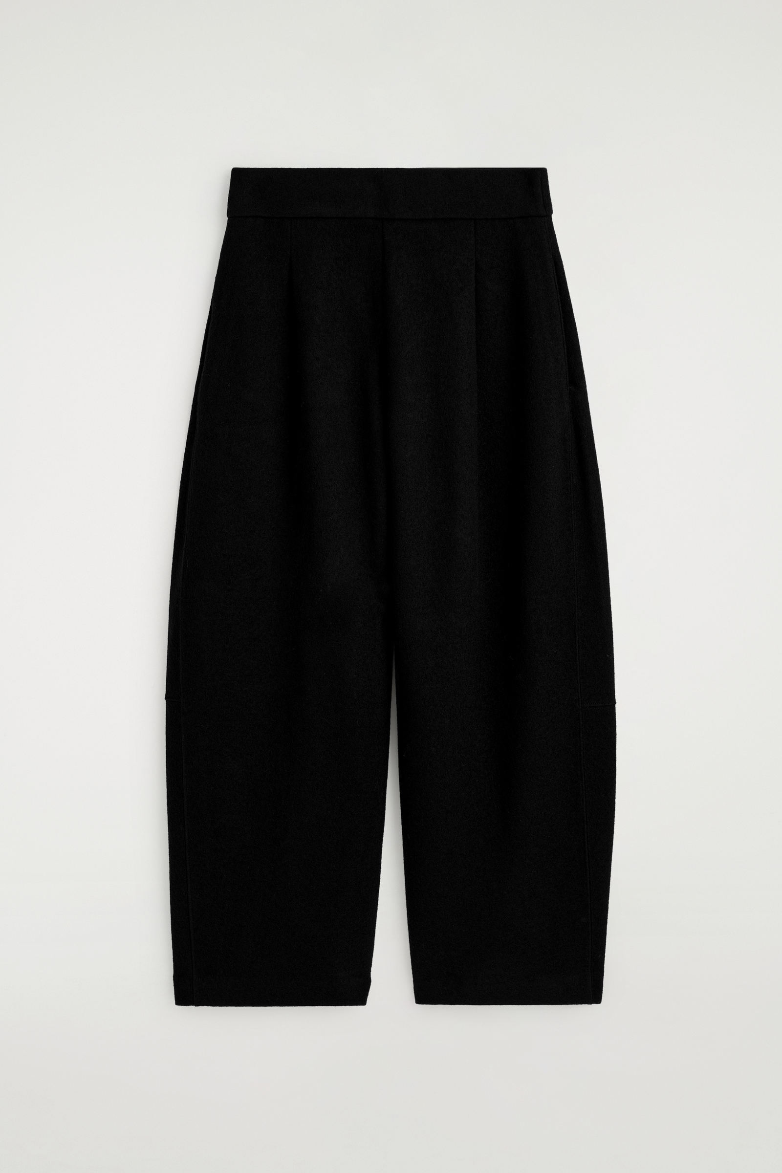 BOILED-WOOL BARREL-LEG TROUSERSBLACK