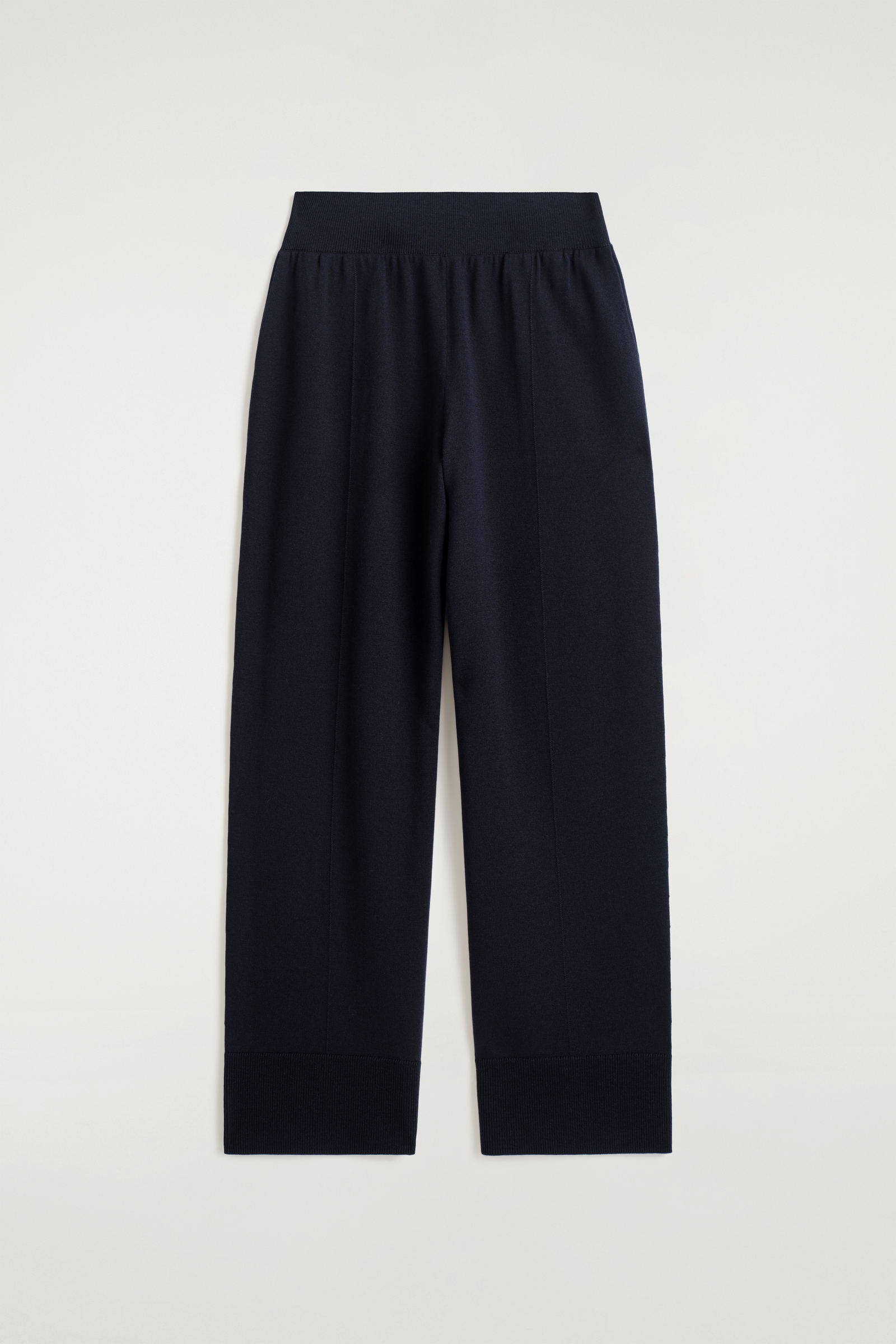 ELASTICATED MERINO WOOL TROUSERSNAVY
