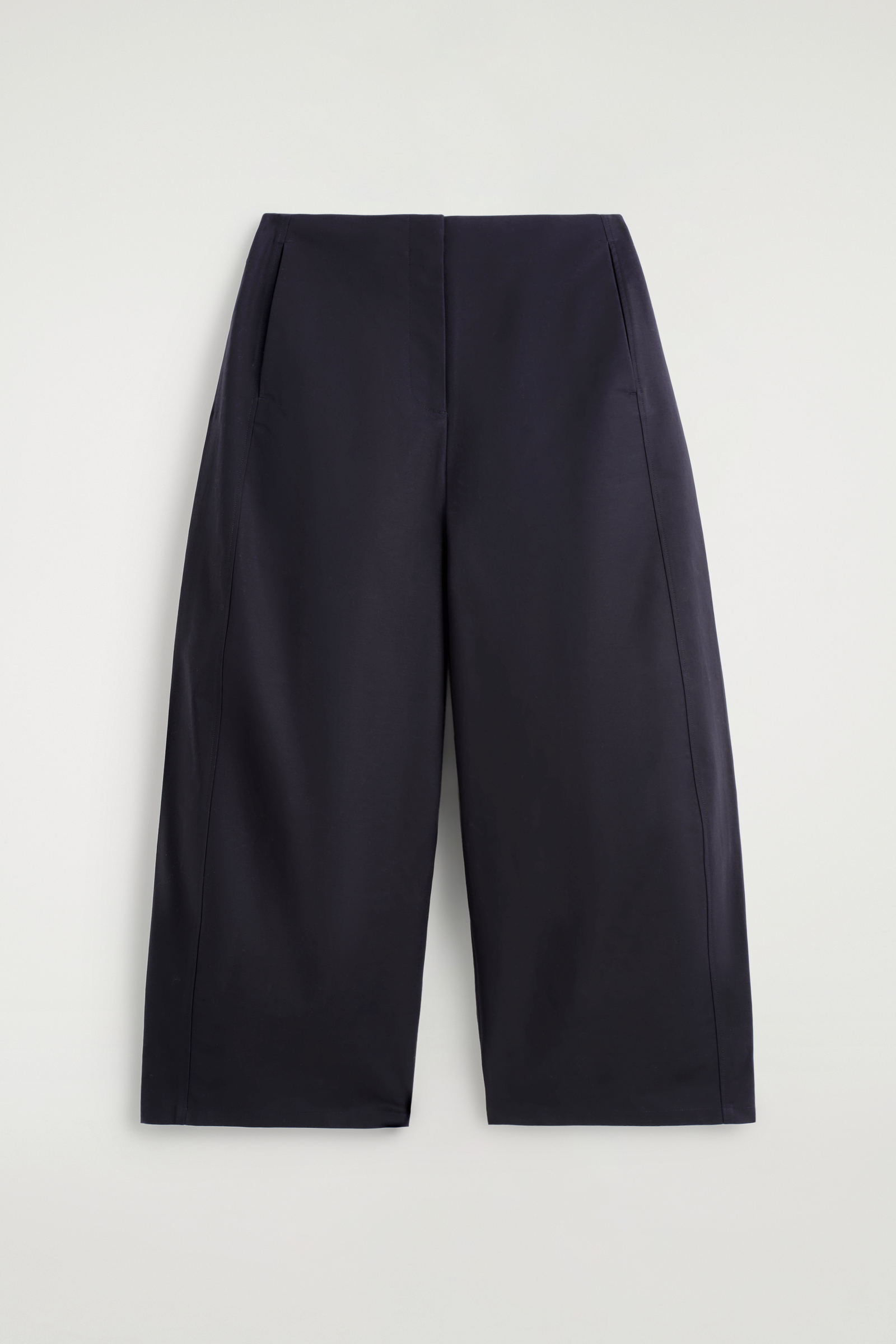 CROPPED BARREL-LEG COTTON TROUSERSNAVY