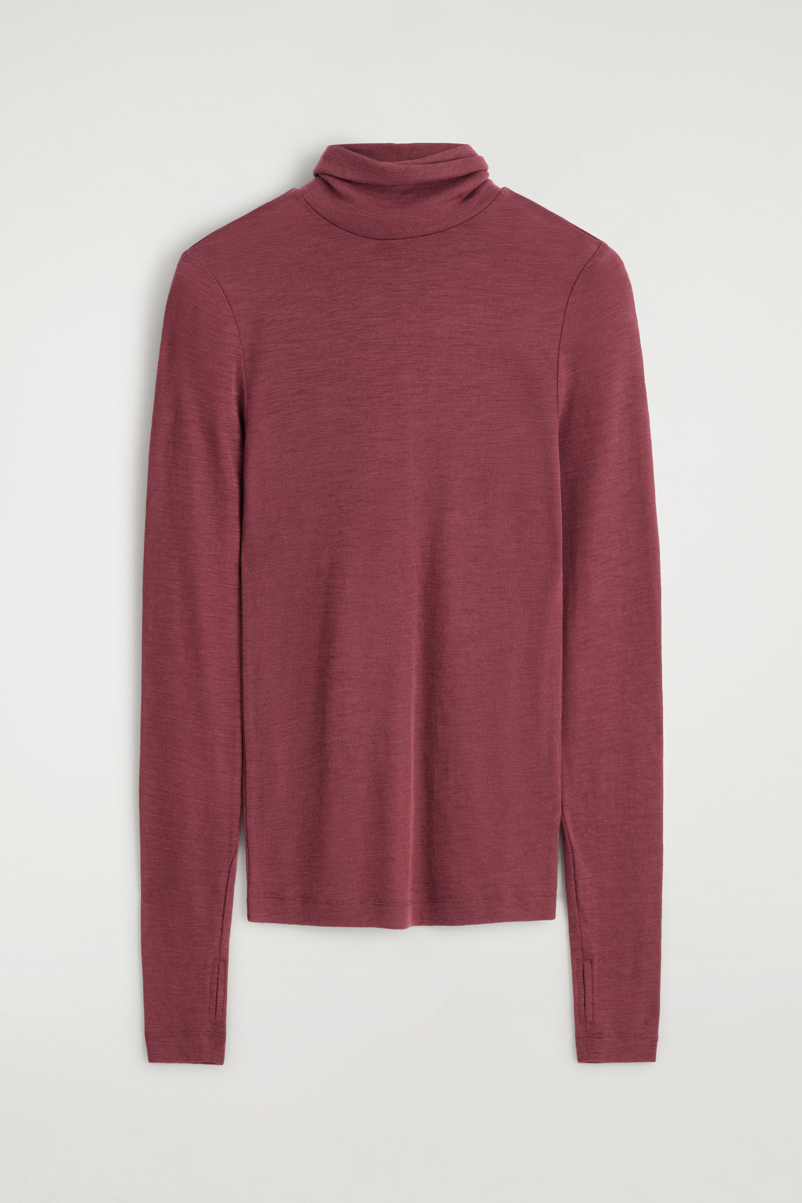 MERINO WOOL HIGH-NECK TOPDARK RED