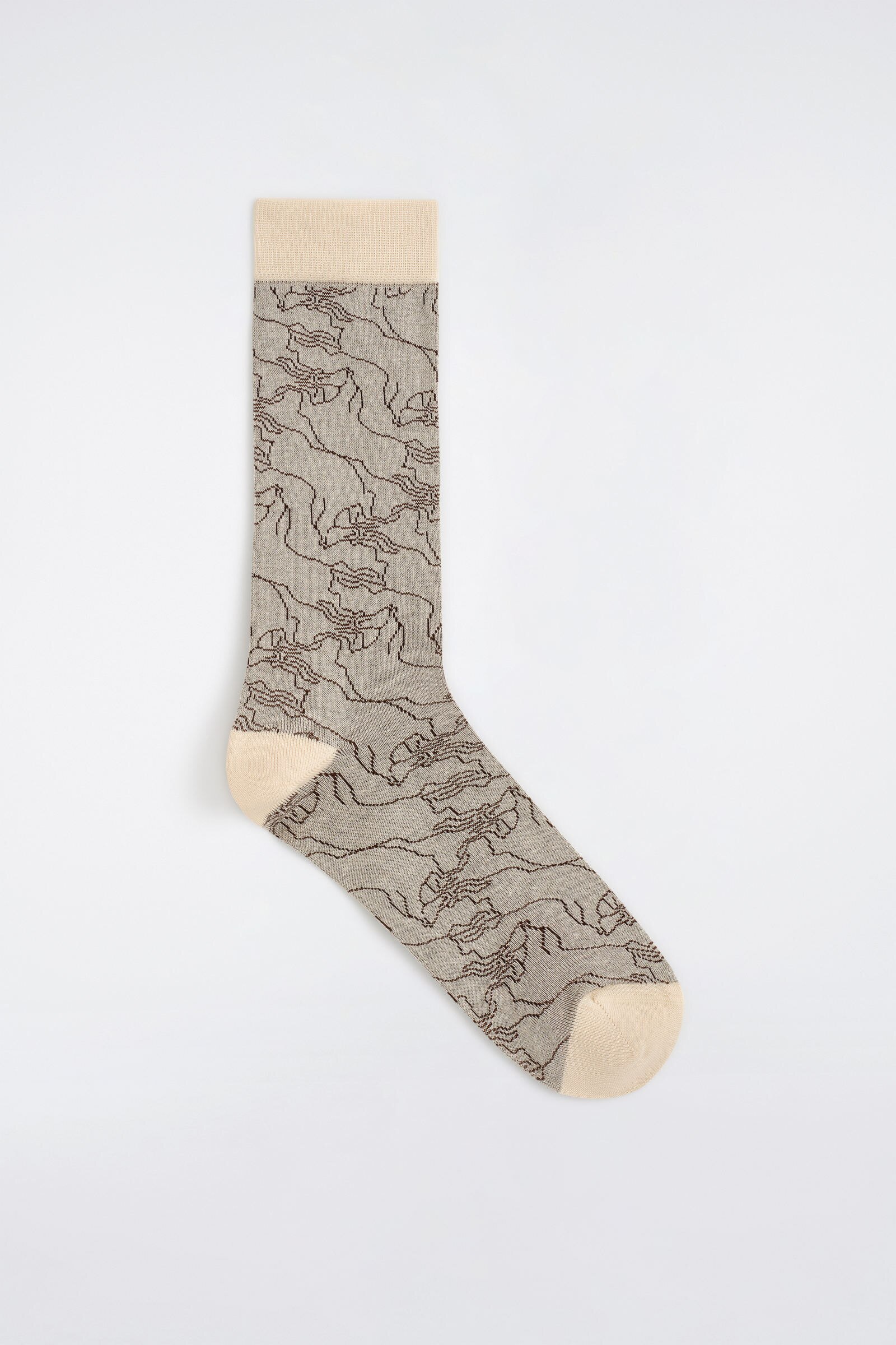 COTTON-JACQUARD SOCKSBEIGE / BROWN / IVORY