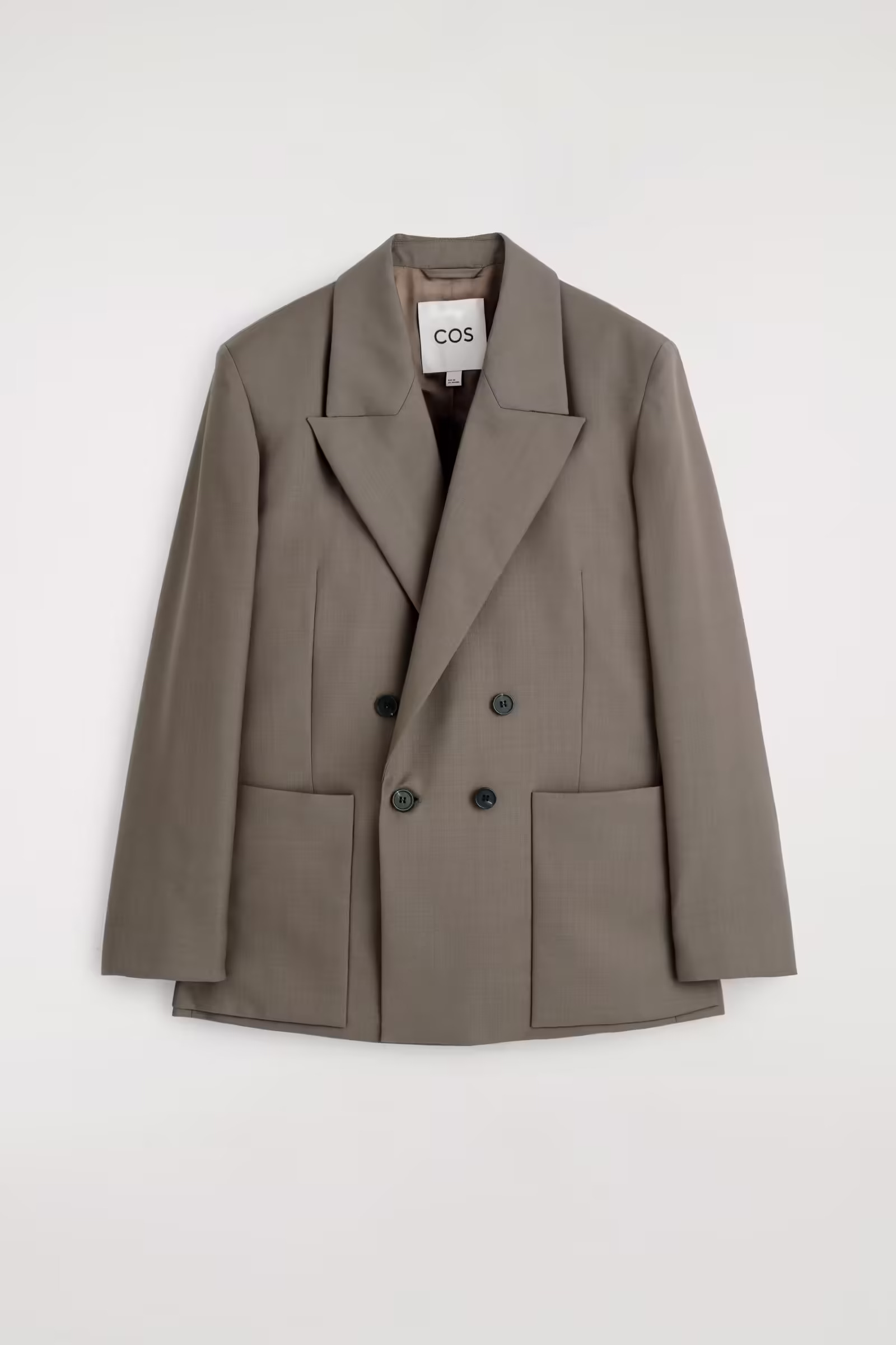 DOUBLE-BREASTED WOOL-TWILL BLAZERTAUPE