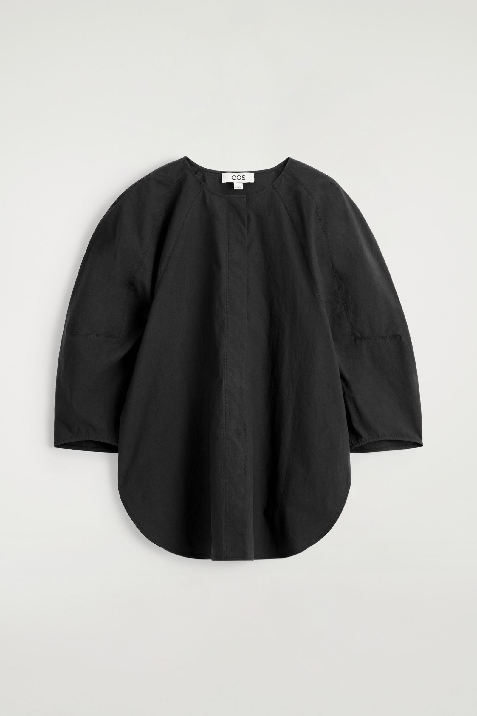 SCULPTURAL PIMA COTTON-POPLIN BLOUSEBLACK