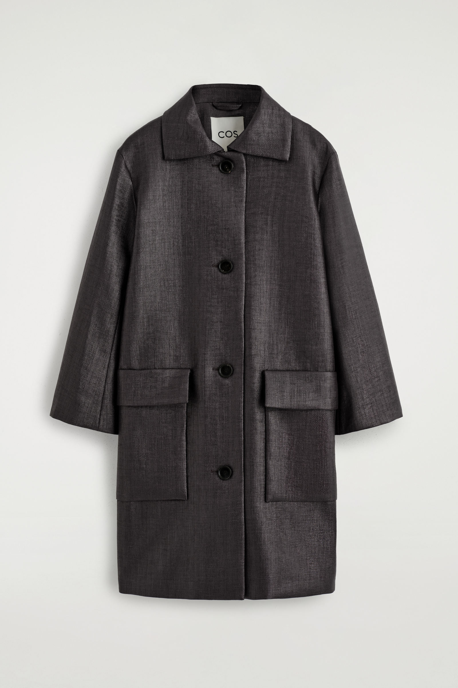 TEXTURED SINGLE-BREASTED COATCHARCOAL
