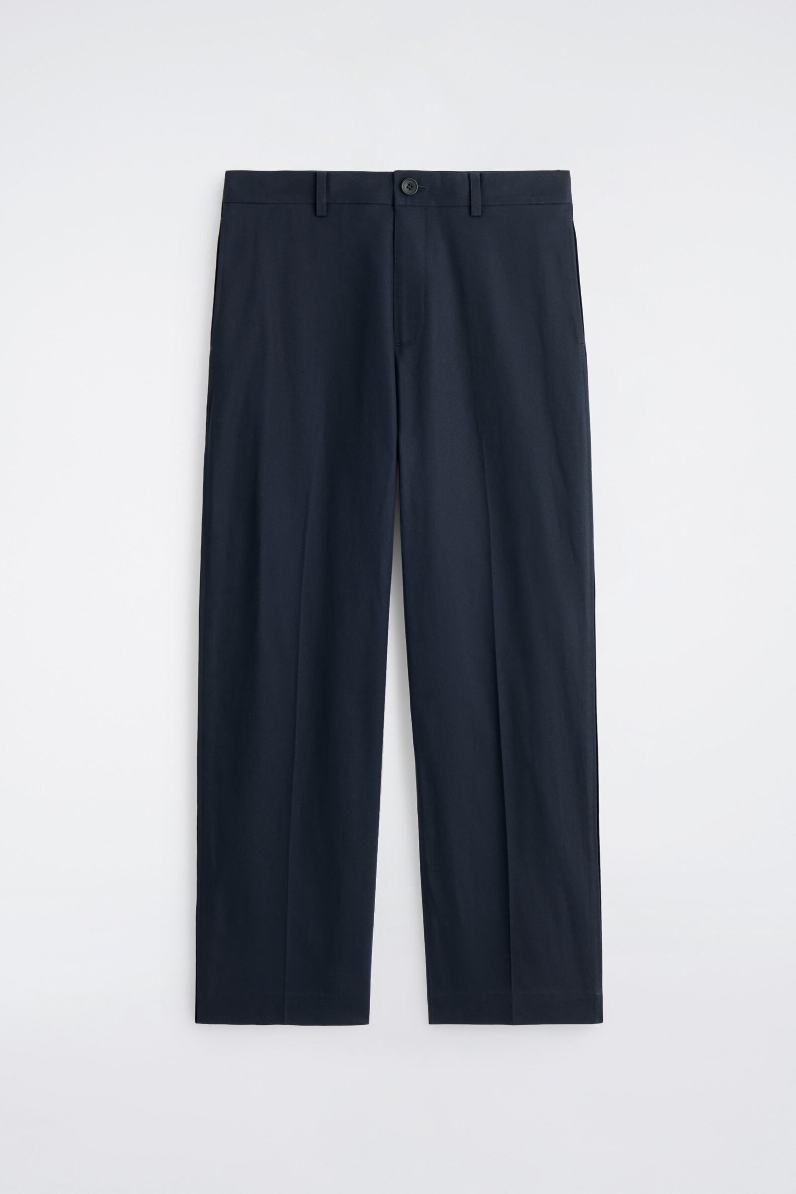COTTON-LINEN RELAXED-FIT STRAIGHT-LEG TROUSERSNAVY
