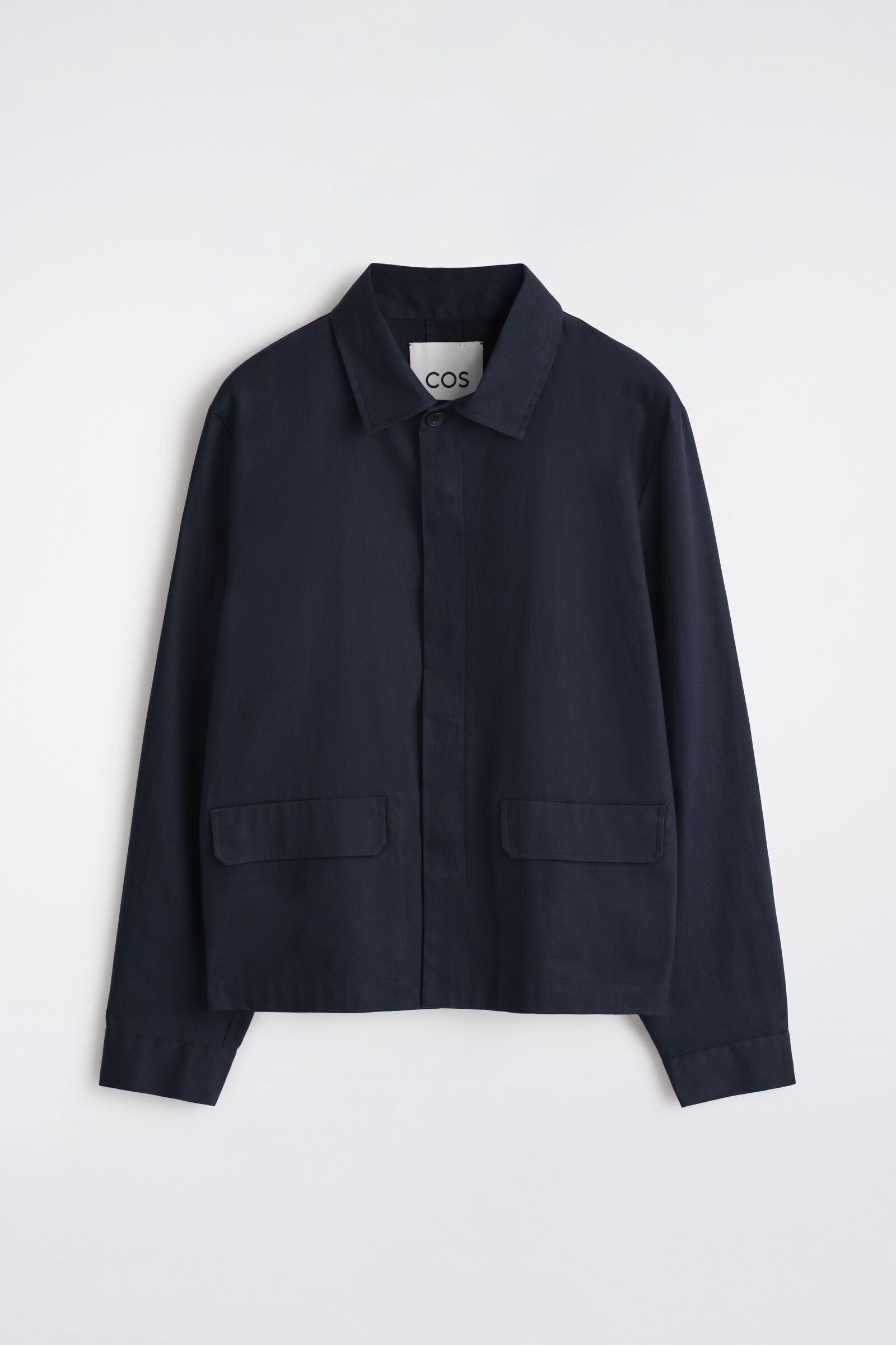 RELAXED COTTON-LINEN OVERSHIRTNAVY