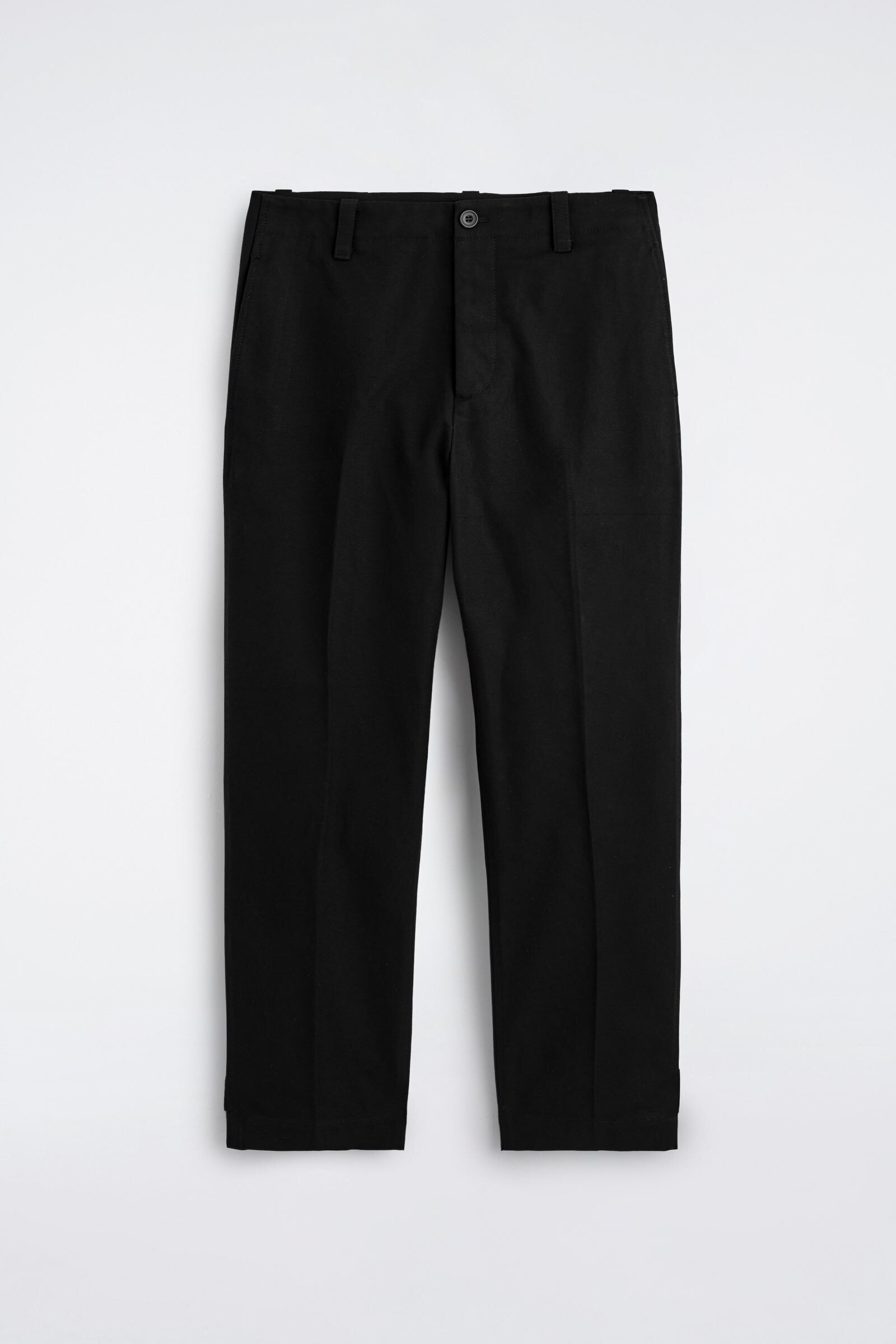 COTTON-CANVAS REGULAR-FIT STRAIGHT-LEG CHINOSBLACK