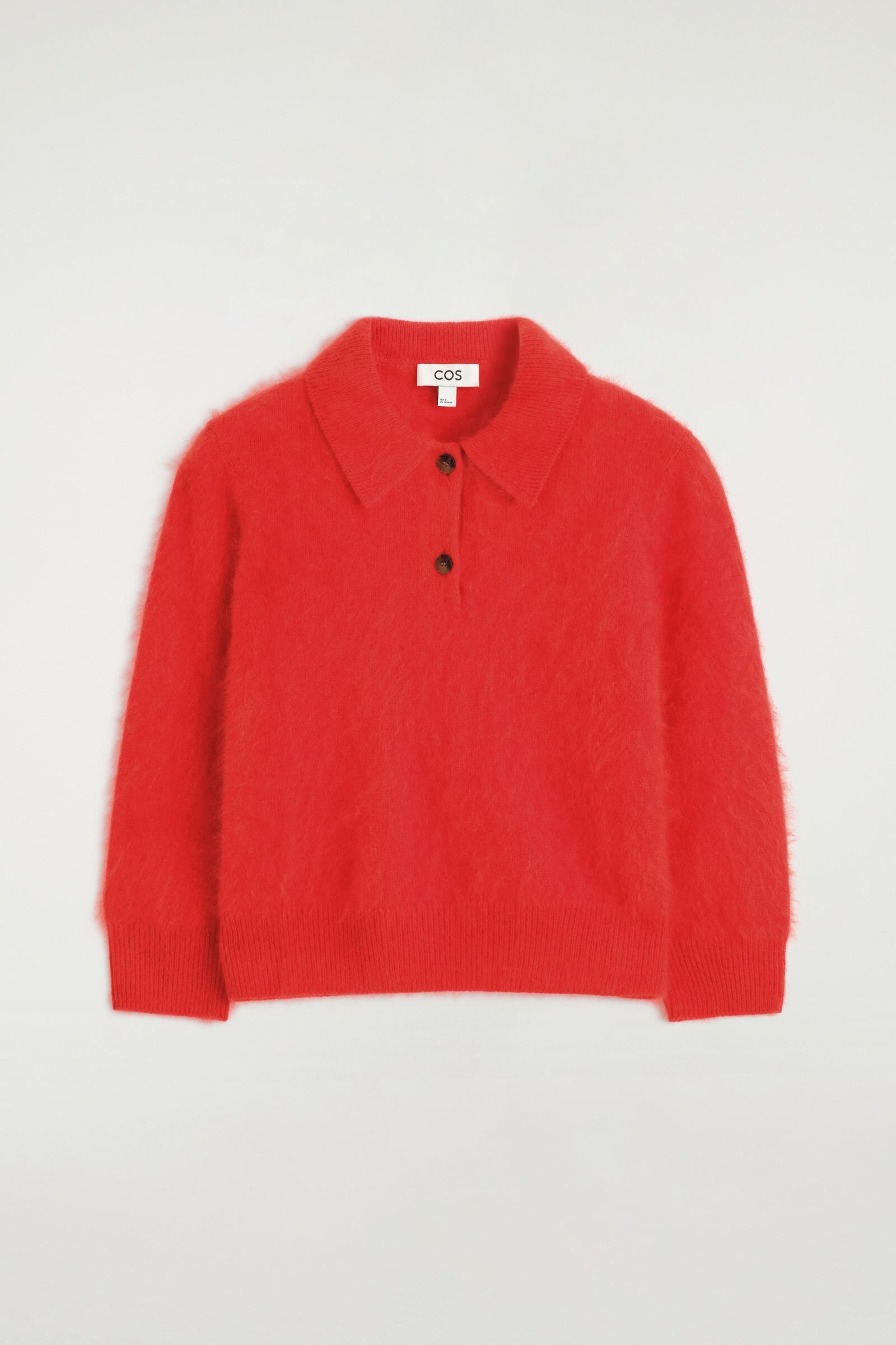 BRUSHED MERINO WOOL POLO JUMPERRED