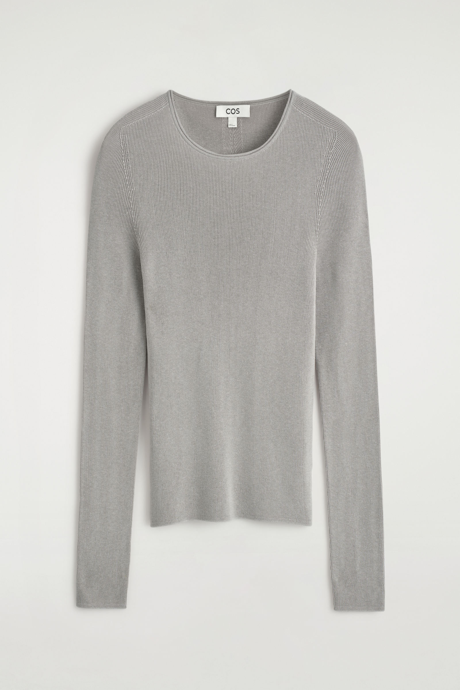 KNITTED SILK-BLEND LONG-SLEEVED TOPLIGHT GREY