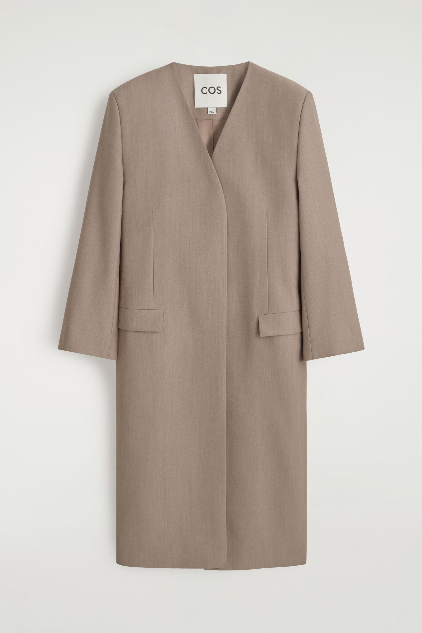 COLLARLESS TAILORED COATBEIGE MÉLANGE