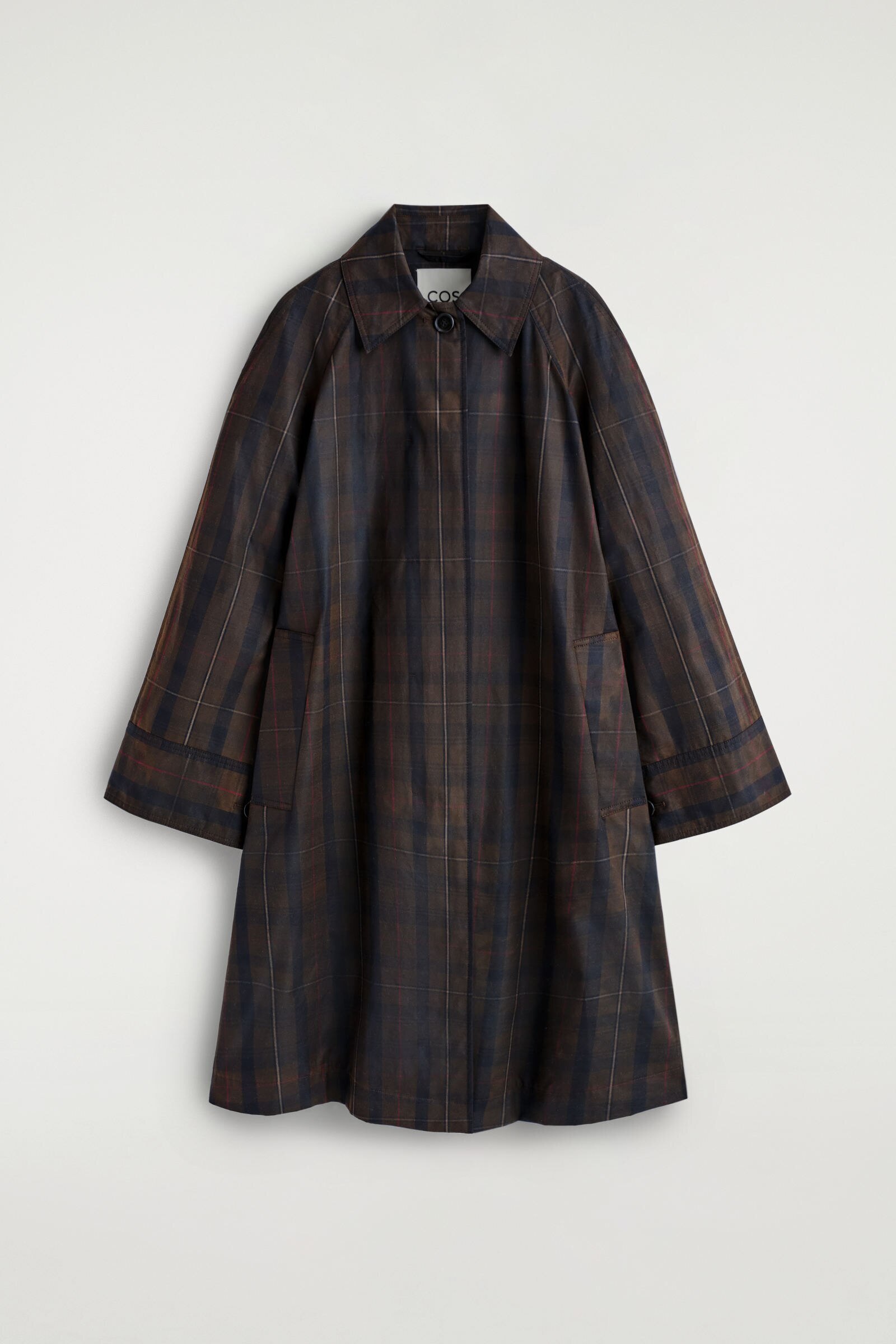 CHECKED WAXED-COTTON CAR COATKHAKI / CHECKED