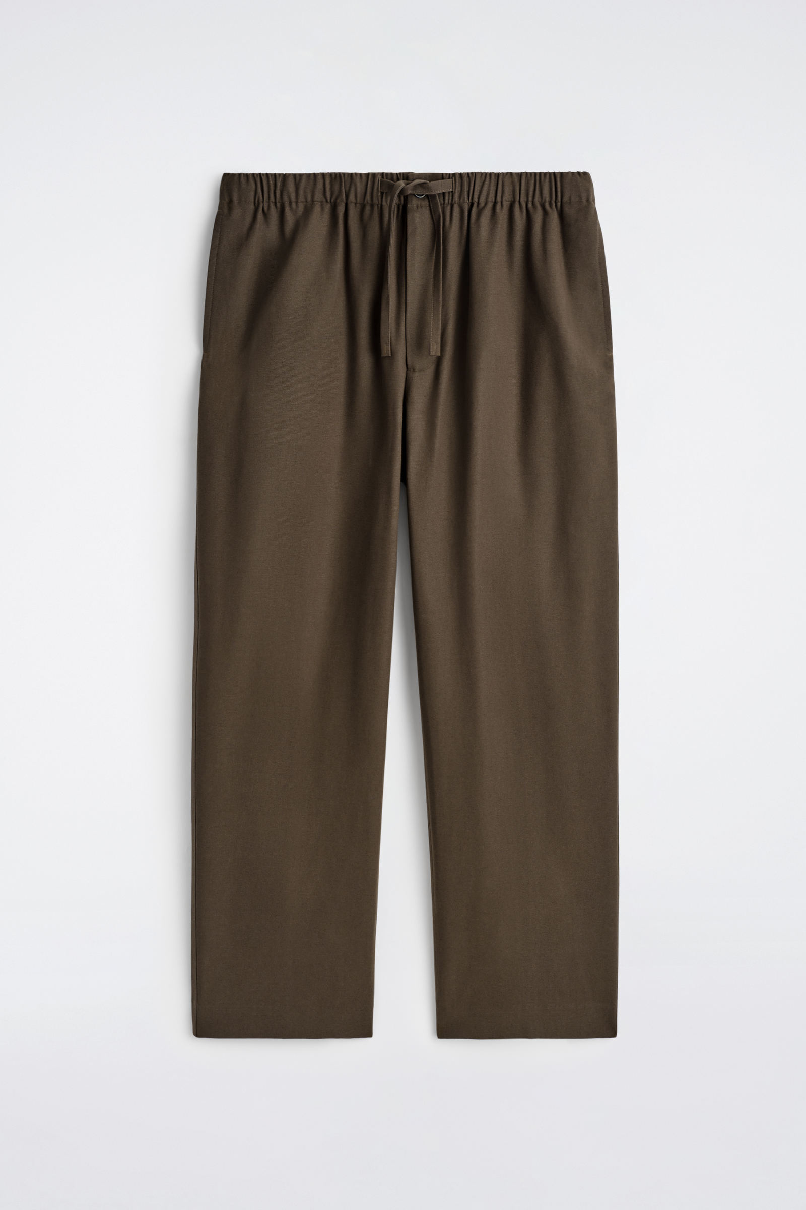 RELAXED-FIT BARREL-LEG DRAWSTRING TROUSERSBROWN