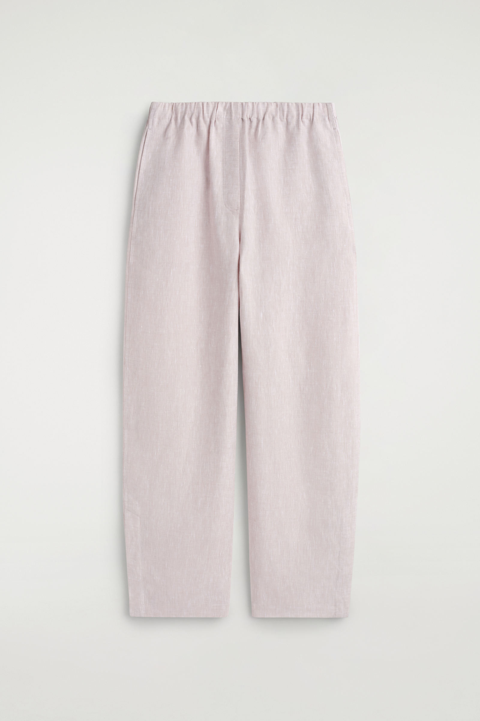 ELASTICATED LINEN BARREL-LEG TROUSERSLIGHT PINK