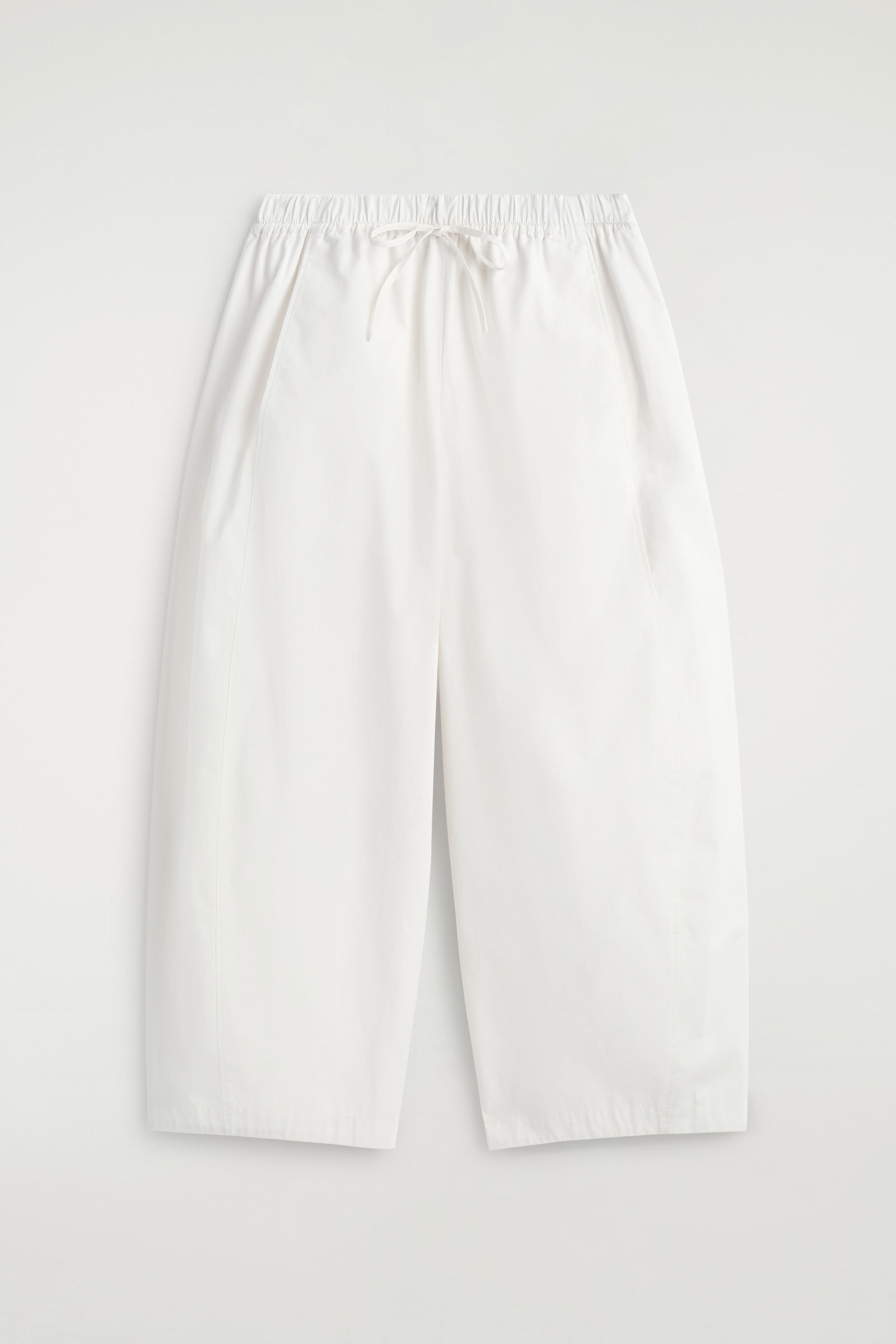ELASTICATED BARREL-LEG TROUSERSWHITE