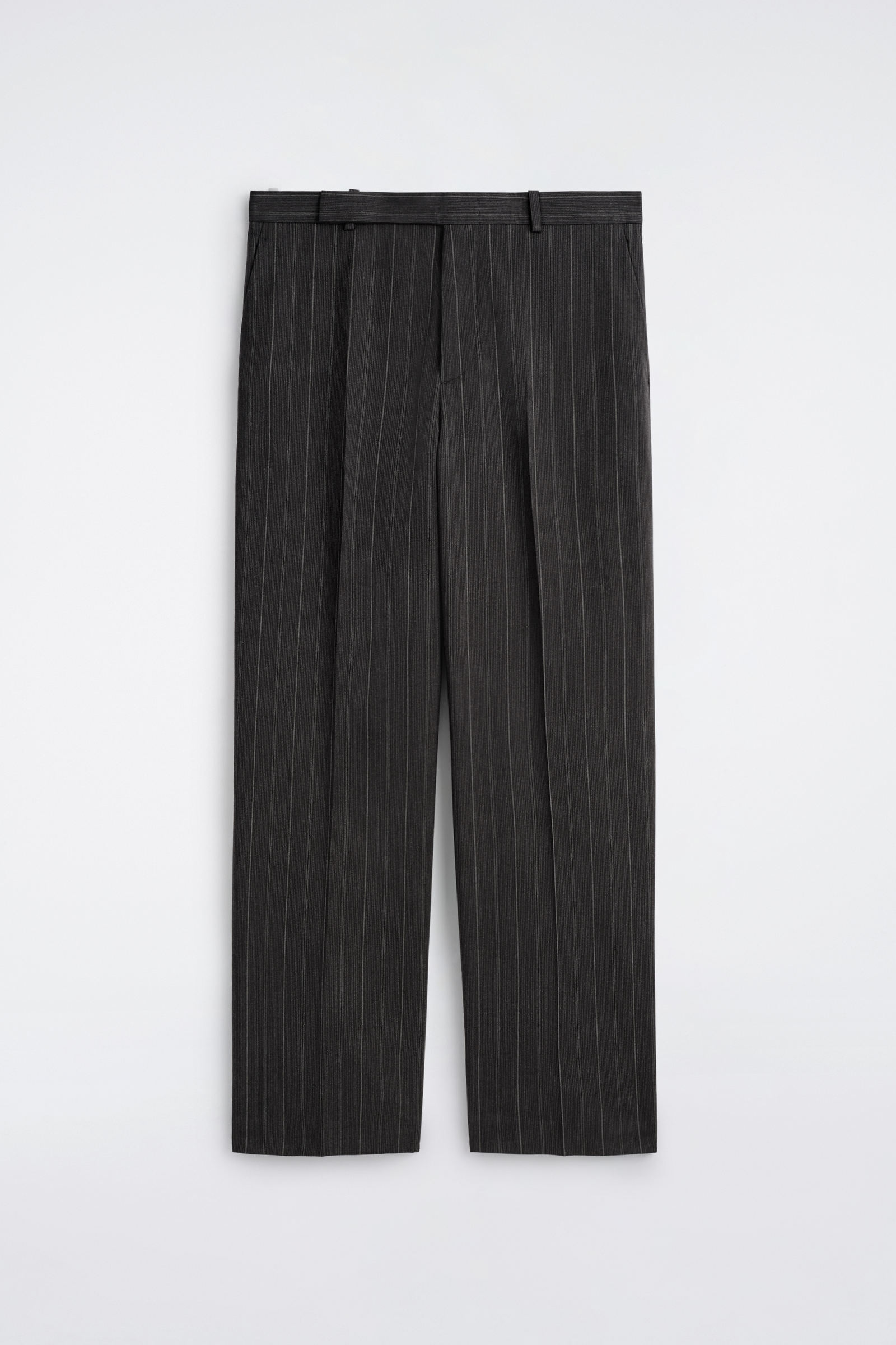 PINSTRIPED RELAXED-FIT WIDE-LEG TROUSERSGREY / PINSTRIPED