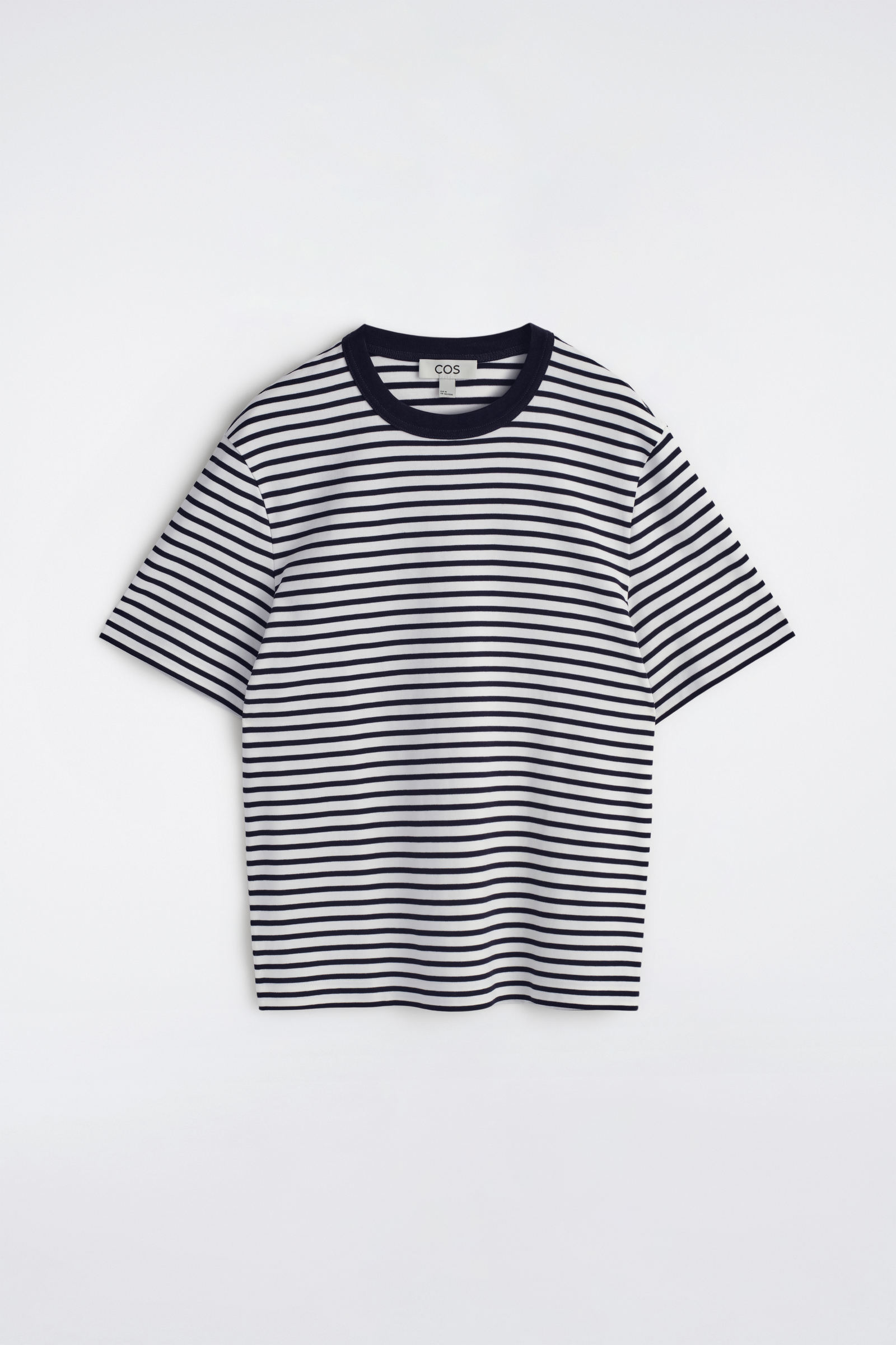 INTERLOCK COTTON CREW-NECK T-SHIRTNAVY / WHITE / STRIPED