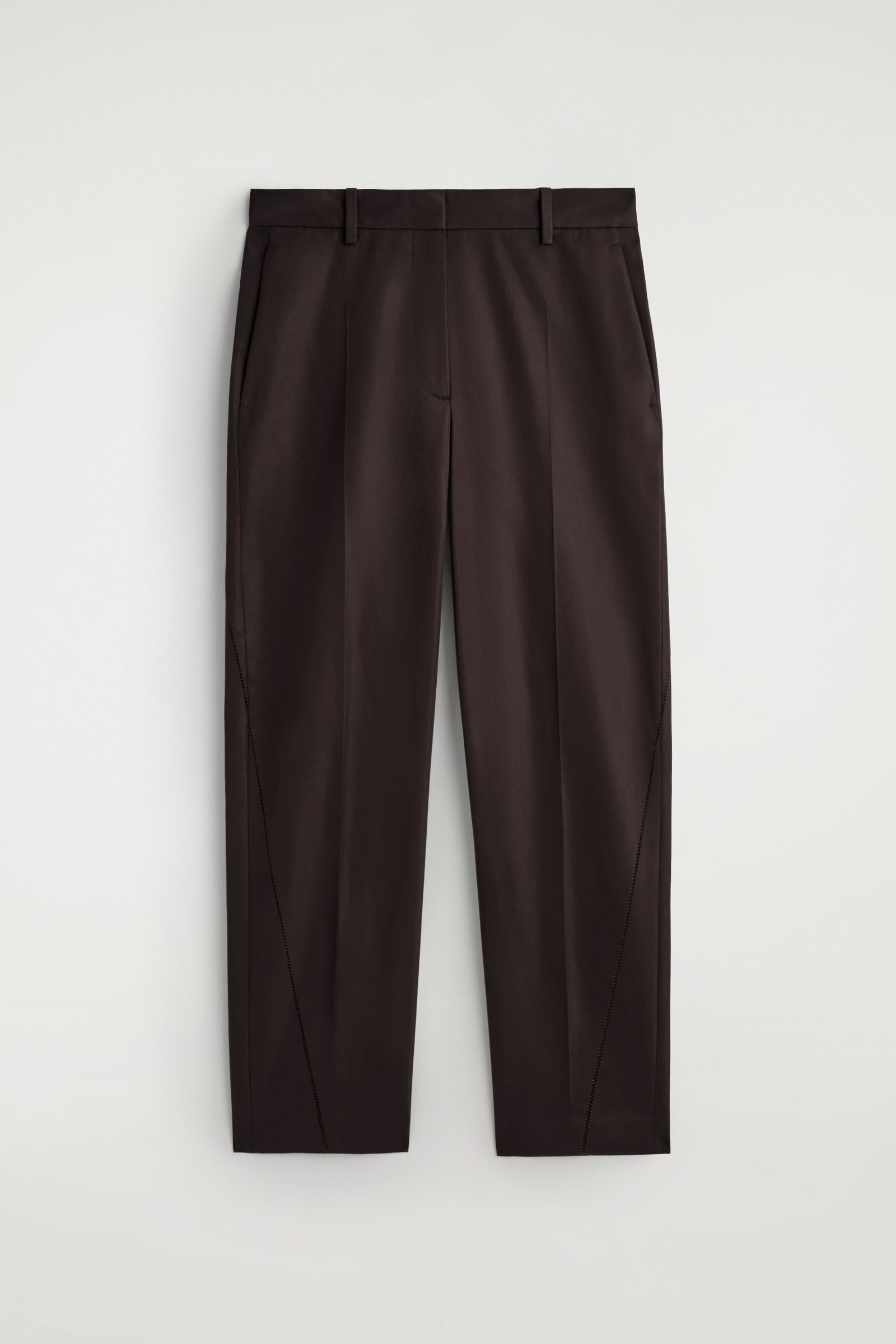 EMBROIDERED COTTON TROUSERSDARK BROWN