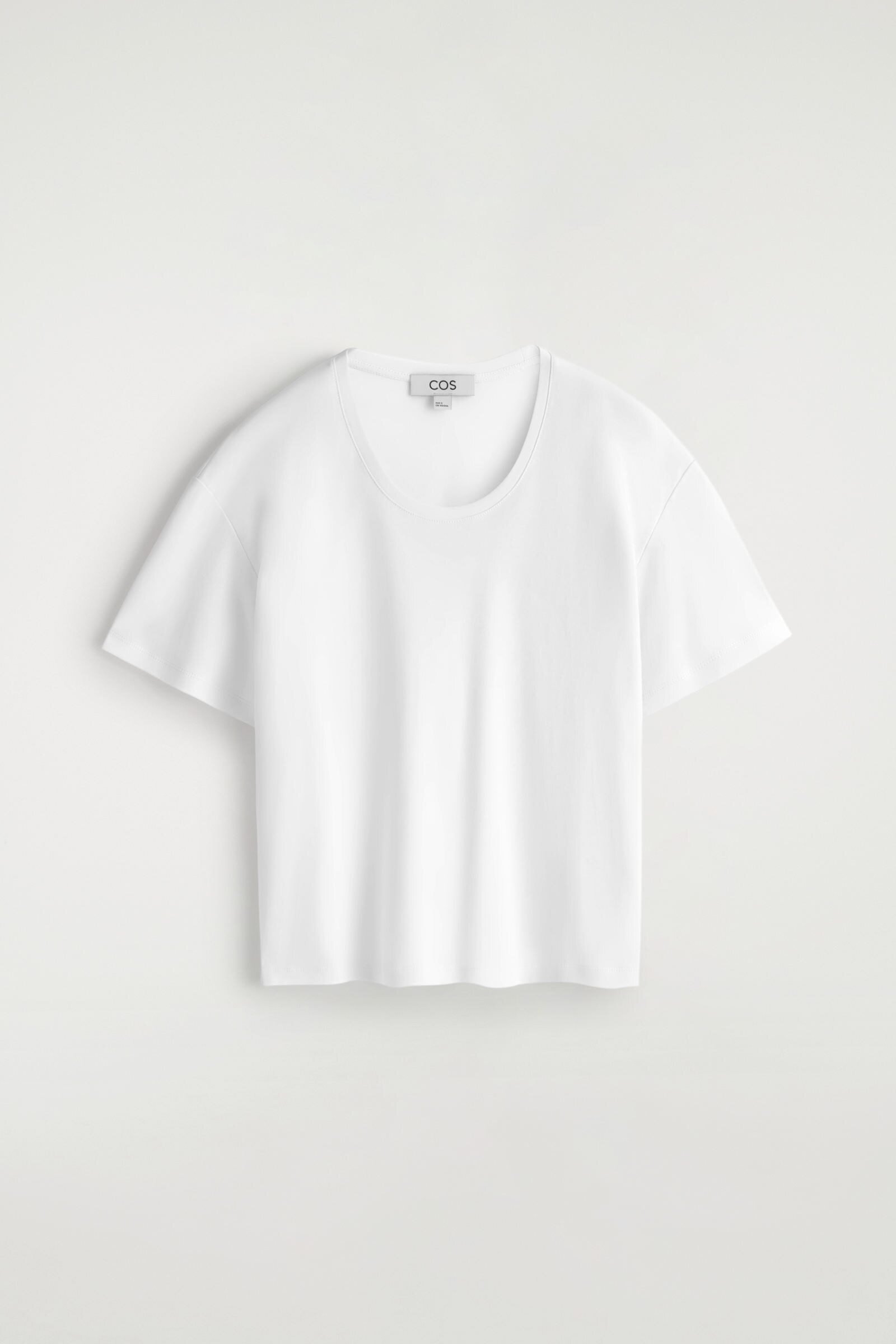 SCOOP-NECK COTTON T-SHIRTWHITE