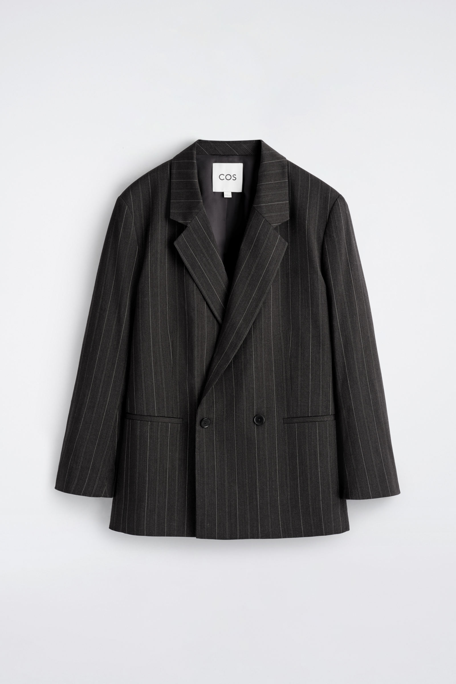 PINSTRIPED DOUBLE-BREASTED BLAZERGREY / PINSTRIPED