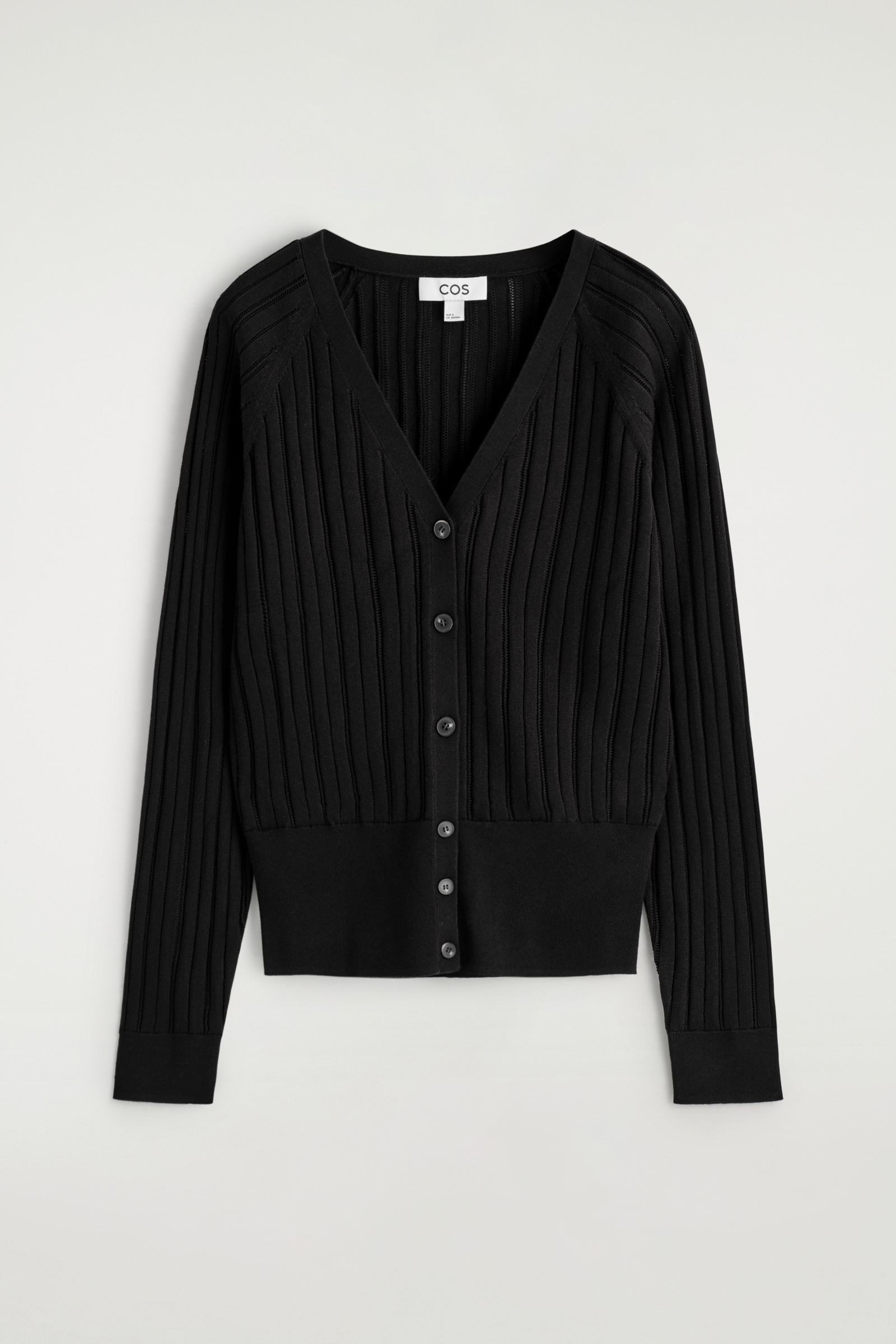 POINTELLE-KNIT COTTON CARDIGANBLACK