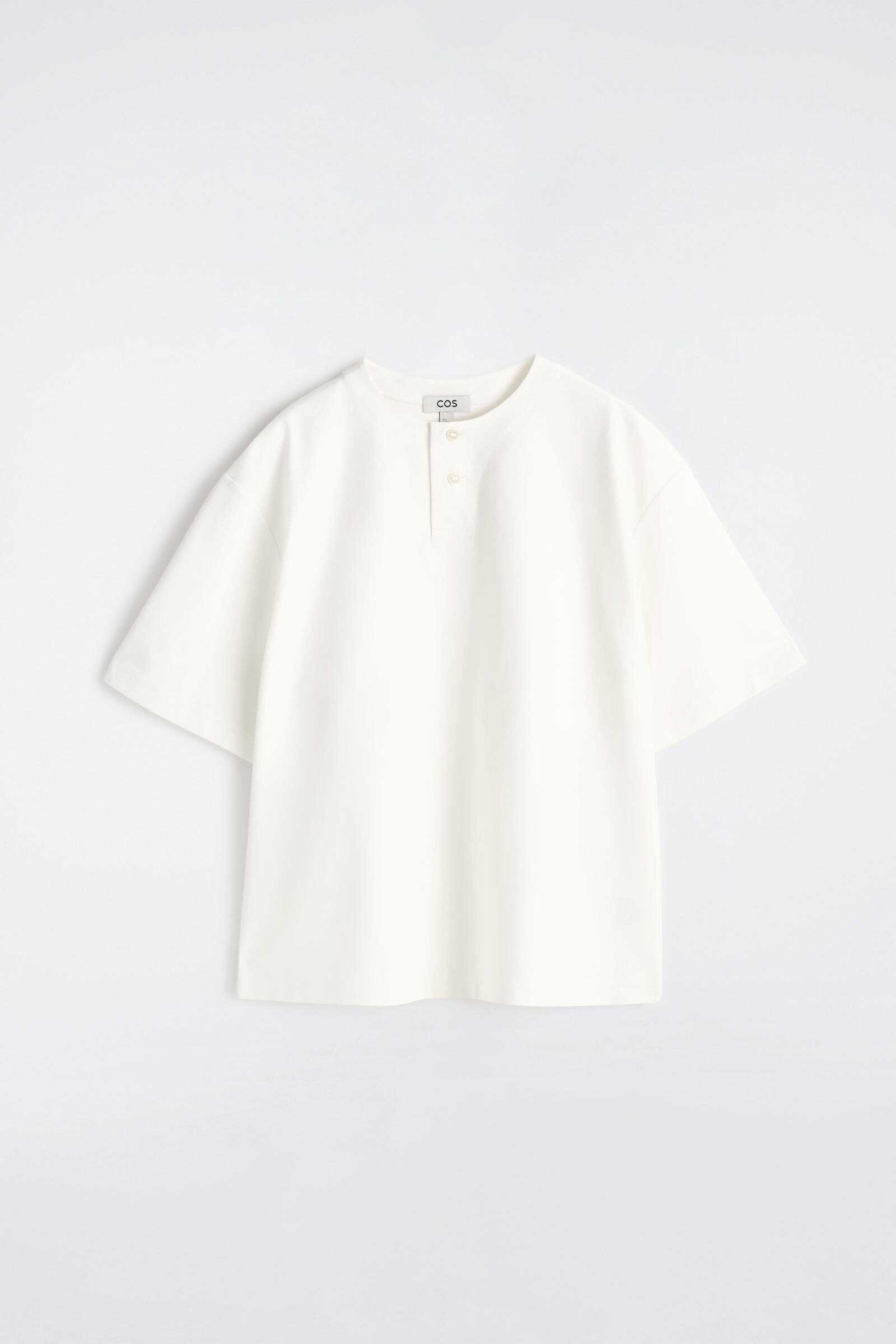 OVERSIZED COTTON-JERSEY HENLEY T-SHIRTWHITE