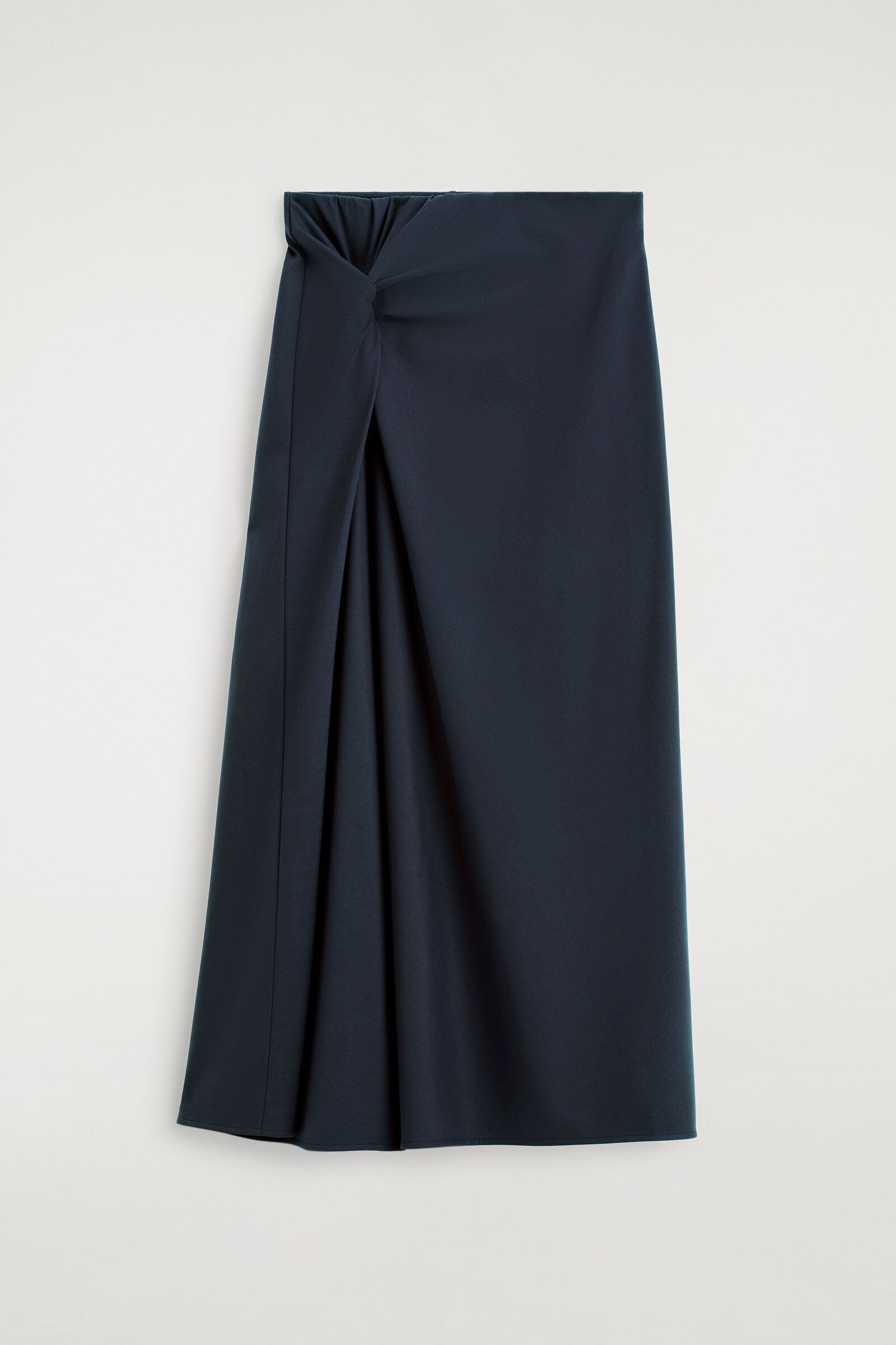 TWIST-DETAIL JERSEY MIDI SKIRTNAVY