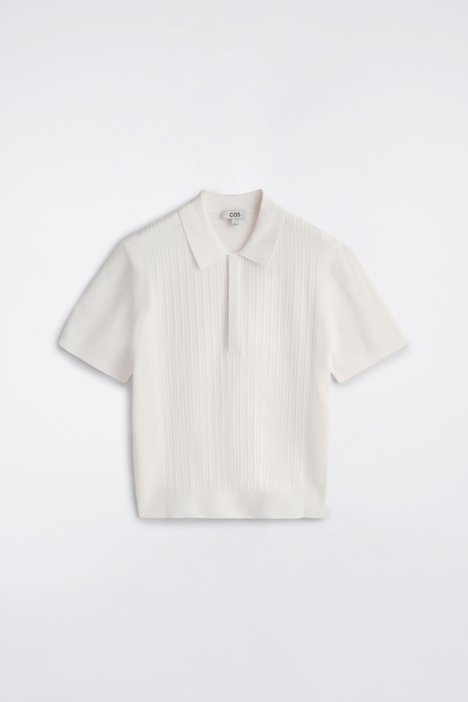 TEXTURED-PANEL COTTON POLO SHIRTWHITE