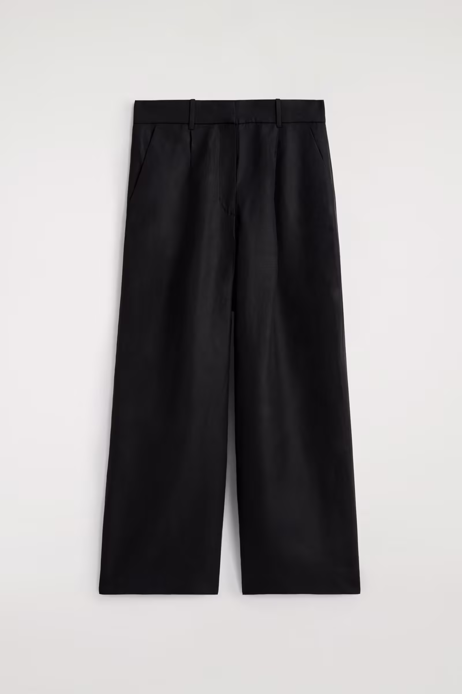 RELAXED LINEN-BLEND WIDE-LEG TROUSERSBLACK MÉLANGE