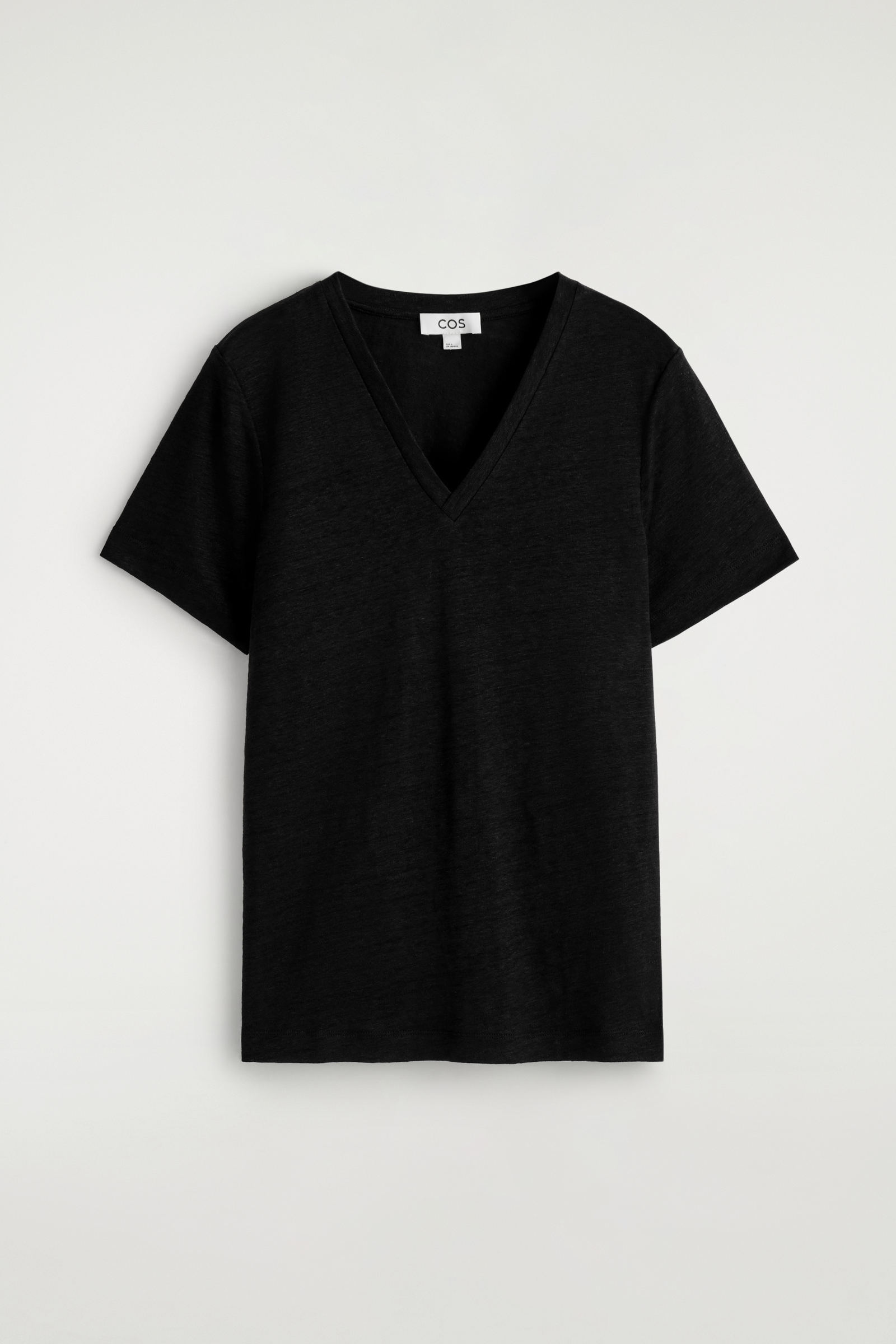 V-NECK LINEN T-SHIRTBLACK