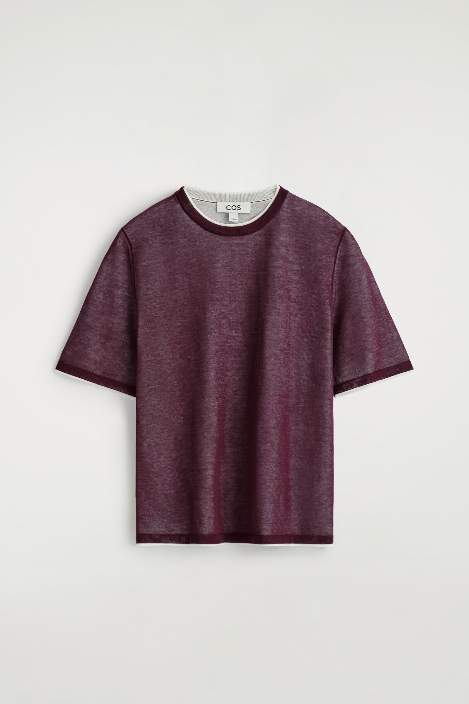 LAYERED KNITTED T-SHIRTBURGUNDY / WHITE