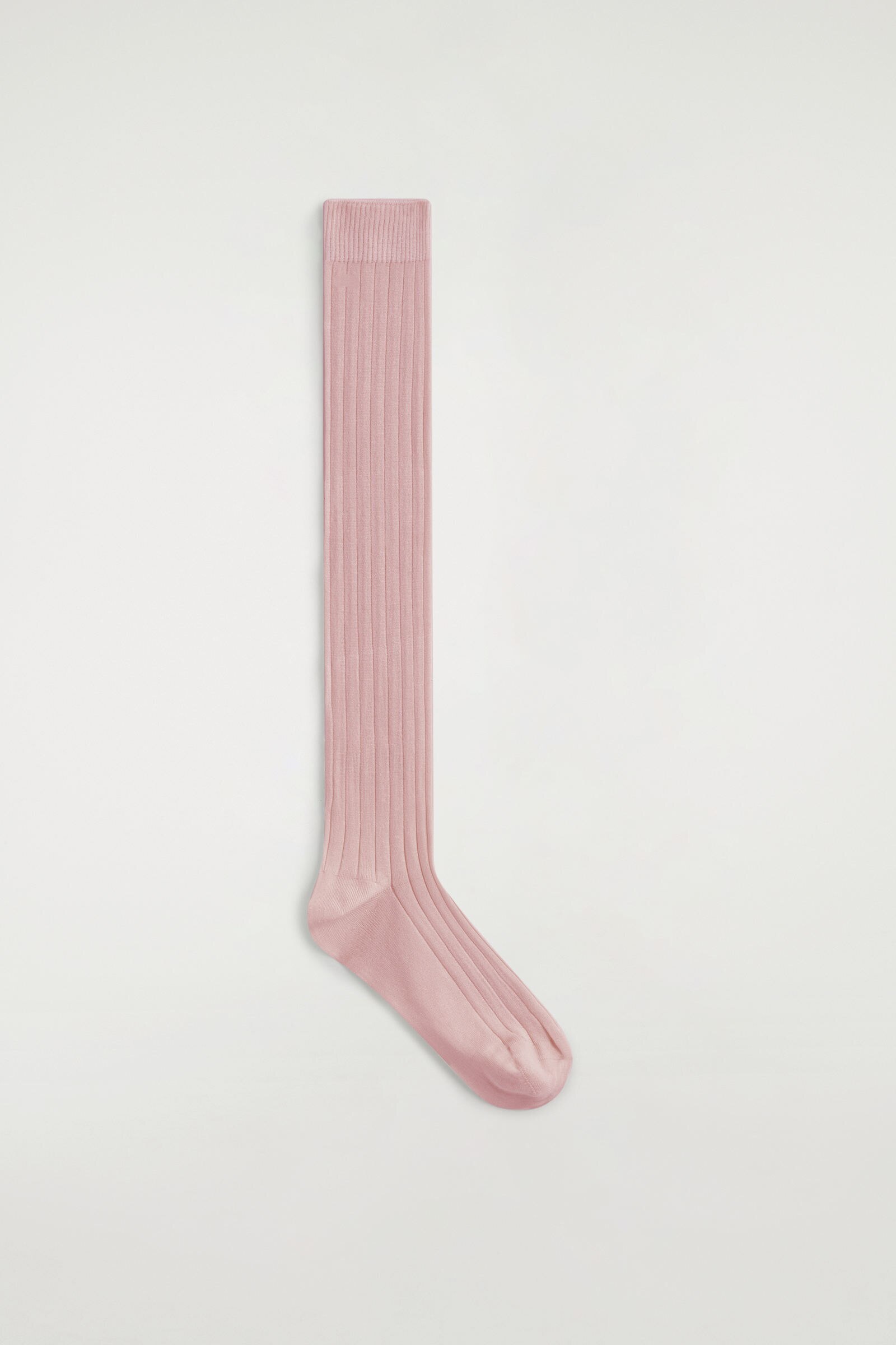 RIBBED SILK KNEE SOCKSPINK