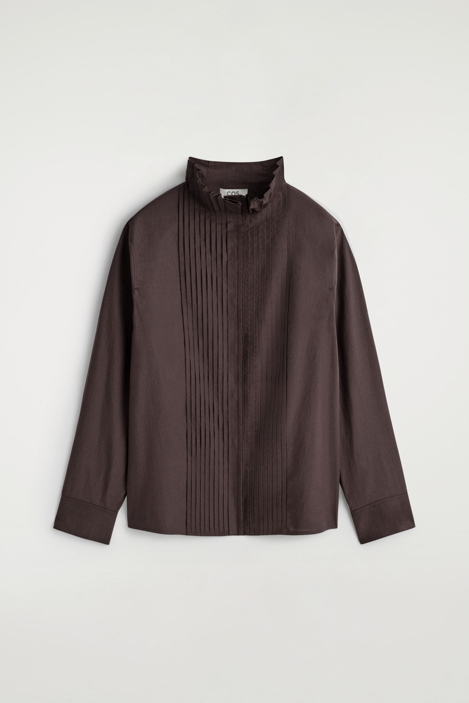 PINTUCKED COTTON BLOUSEBROWN