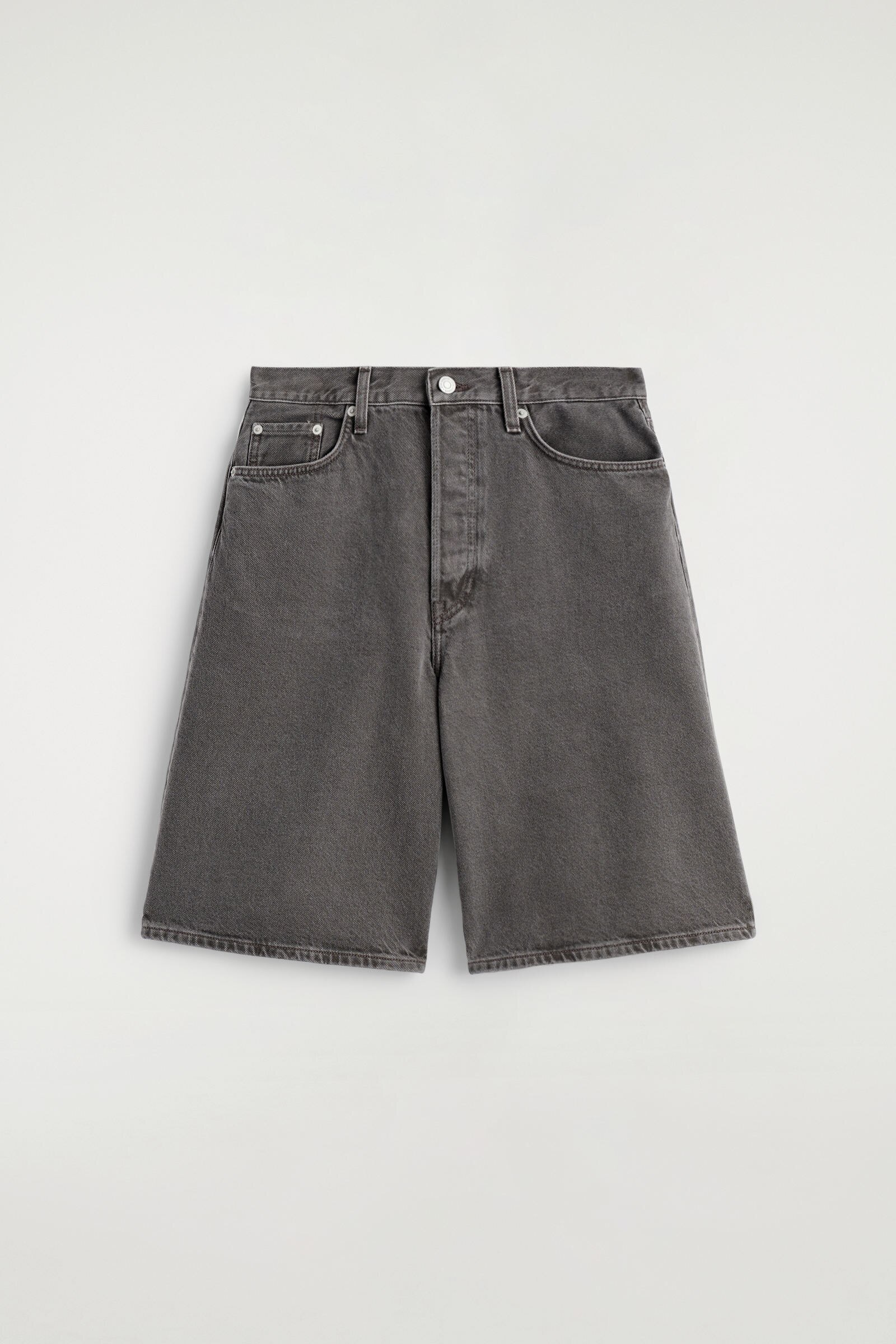 KNEE-LENGTH DENIM SHORTSDARK BROWN