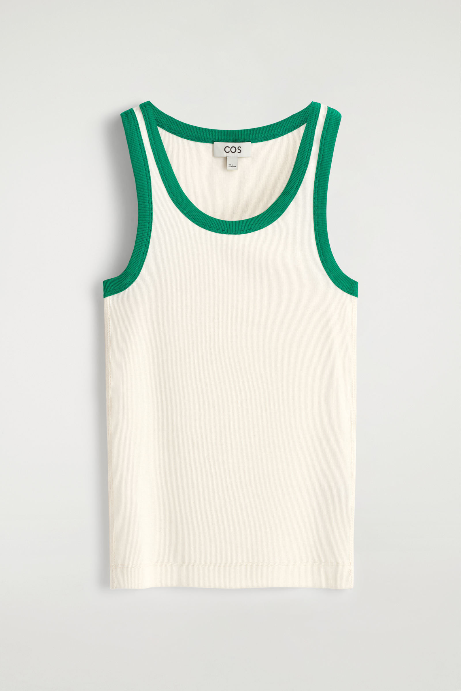 RIBBED COTTON TANK TOPWHITE / GREEN
