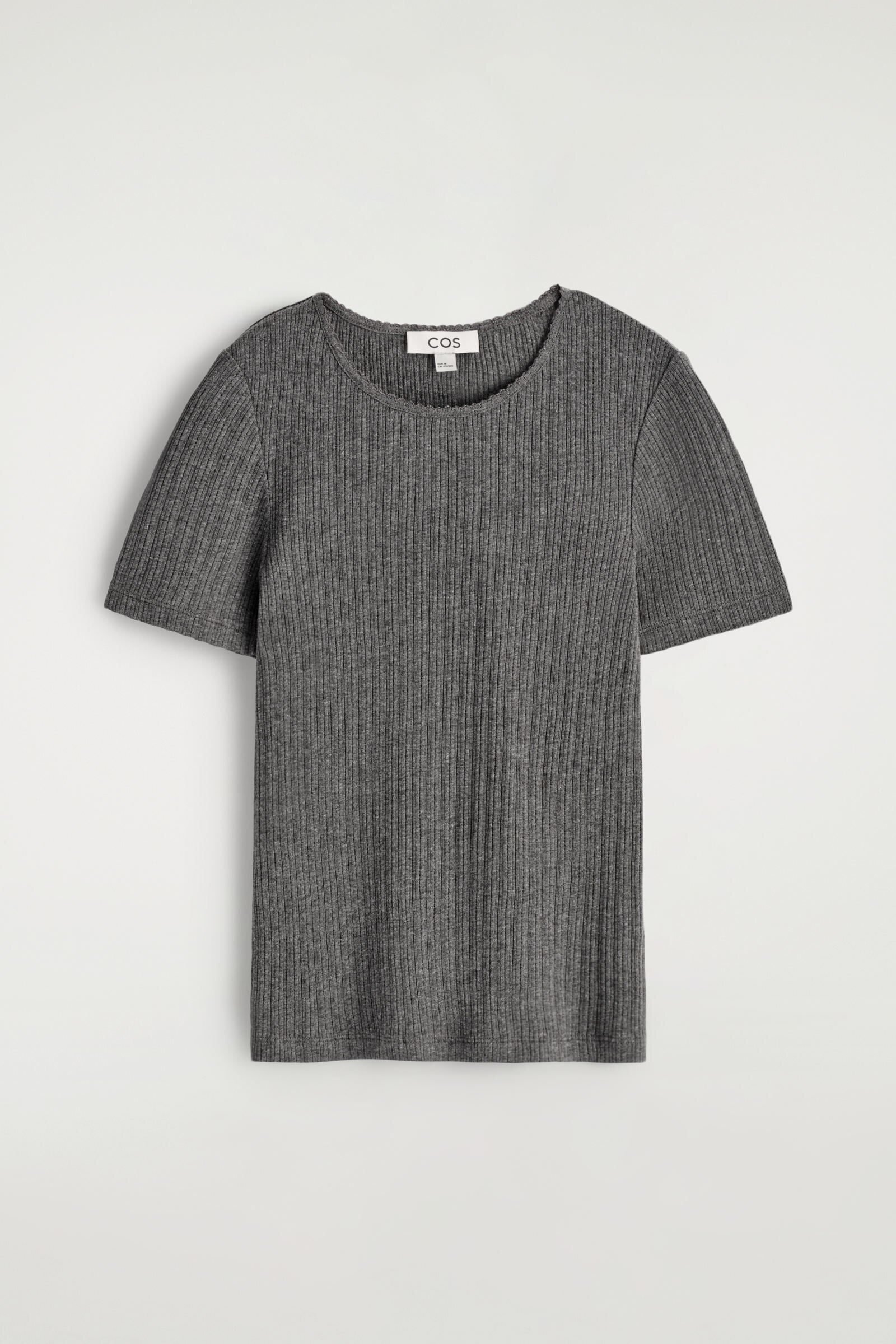 POINTELLE-KNIT T-SHIRTCHARCOAL