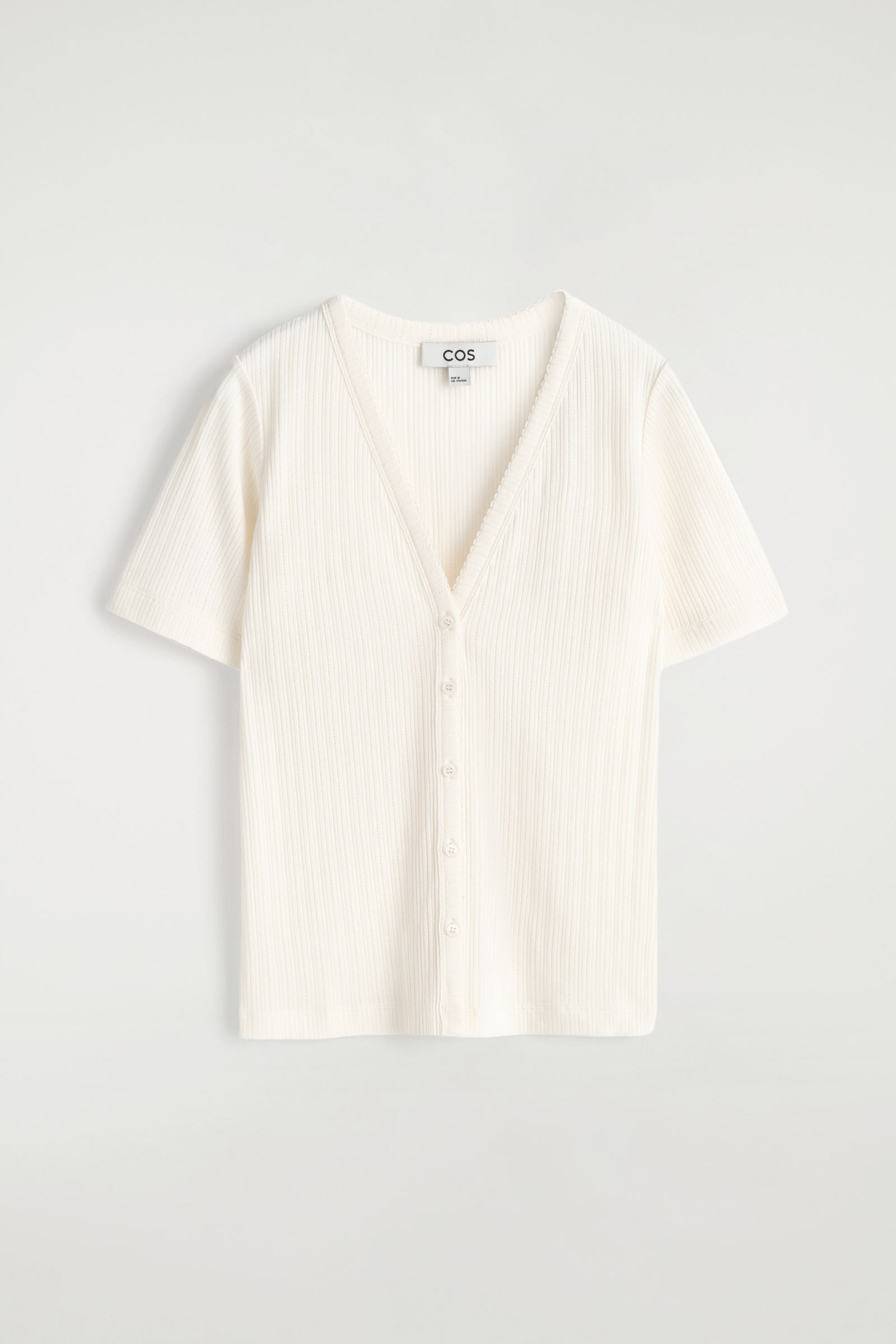 POINTELLE-KNIT SHORT-SLEEVED CARDIGANIVORY