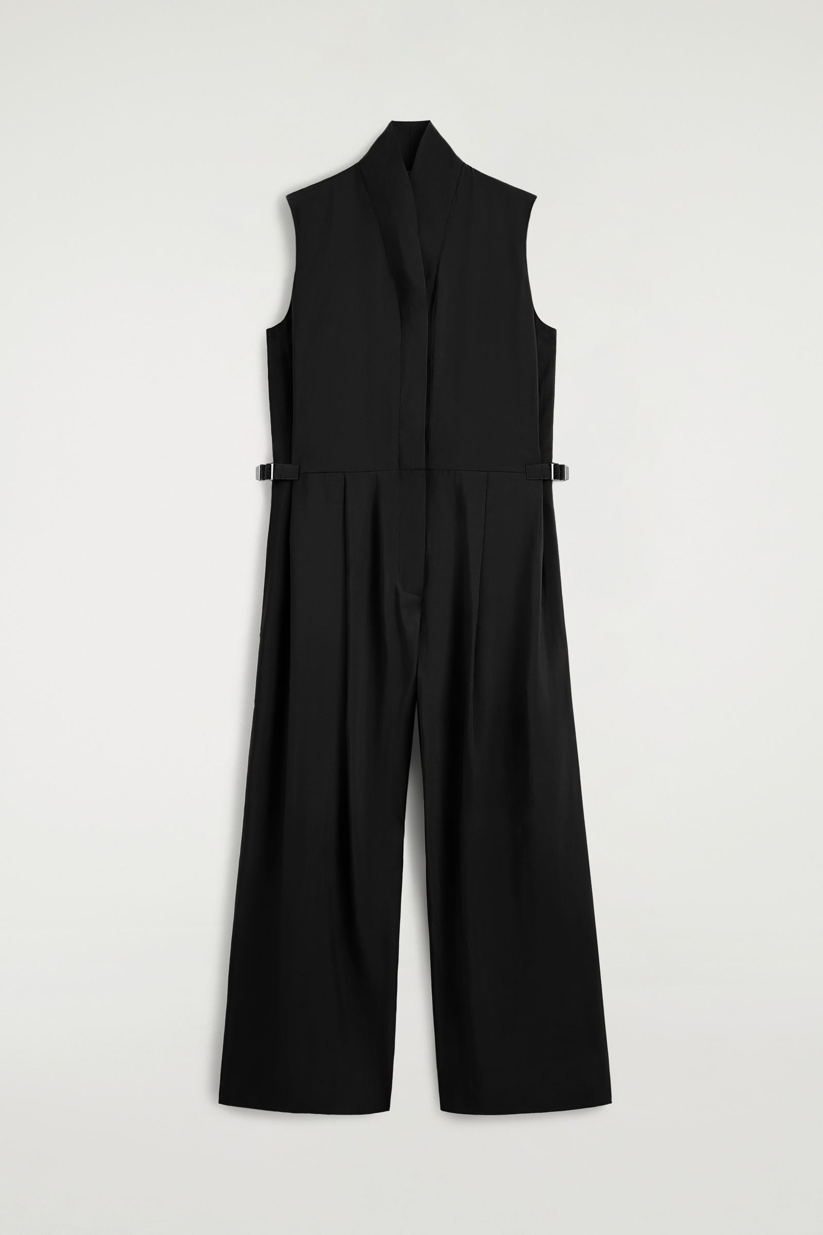 SHAWL-COLLAR UTILITY JUMPSUITBLACK