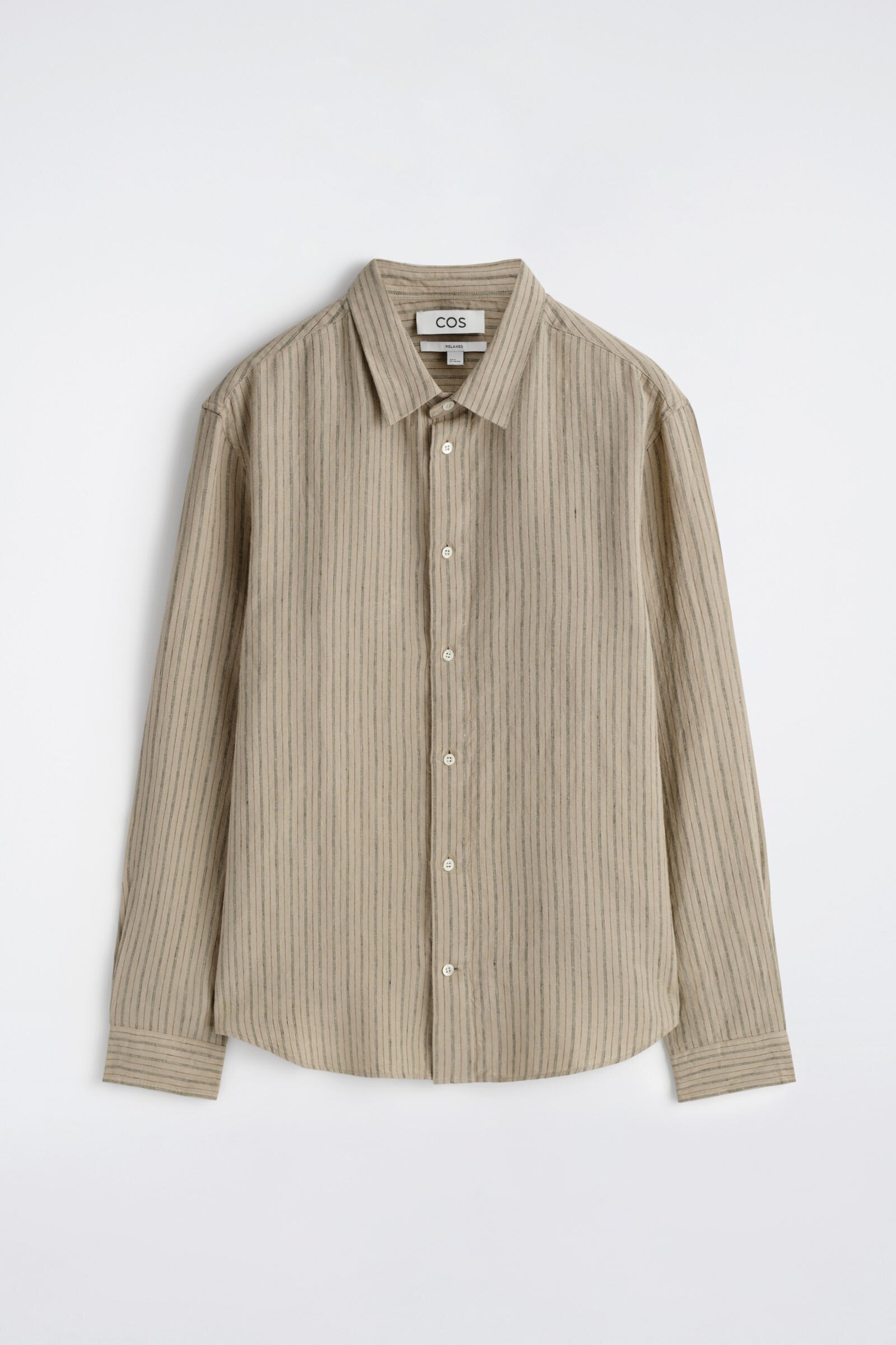 RELAXED LINEN SHIRTBEIGE / STRIPED