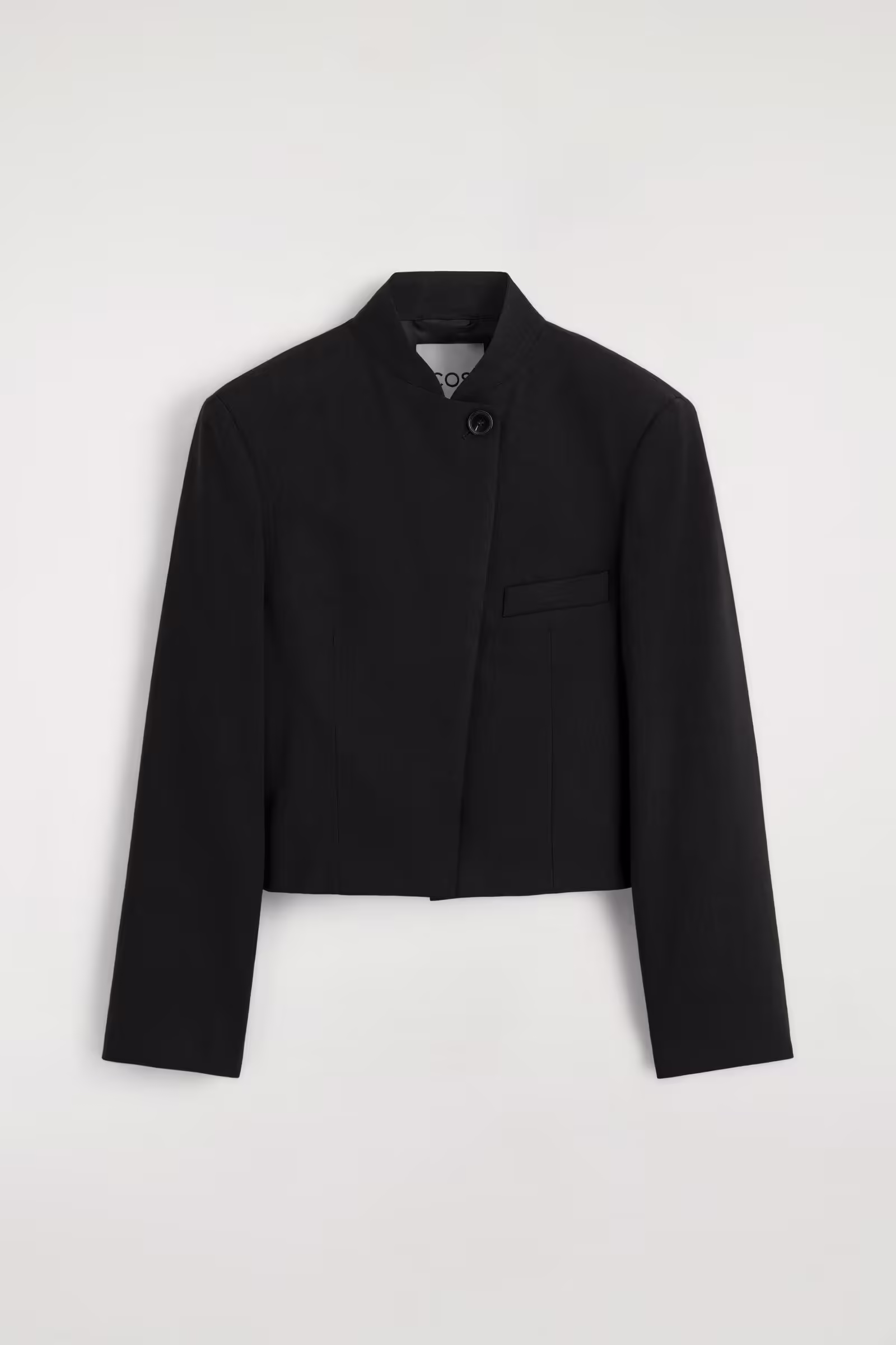 CROPPED STRUCTURED LINEN BLAZERBLACK