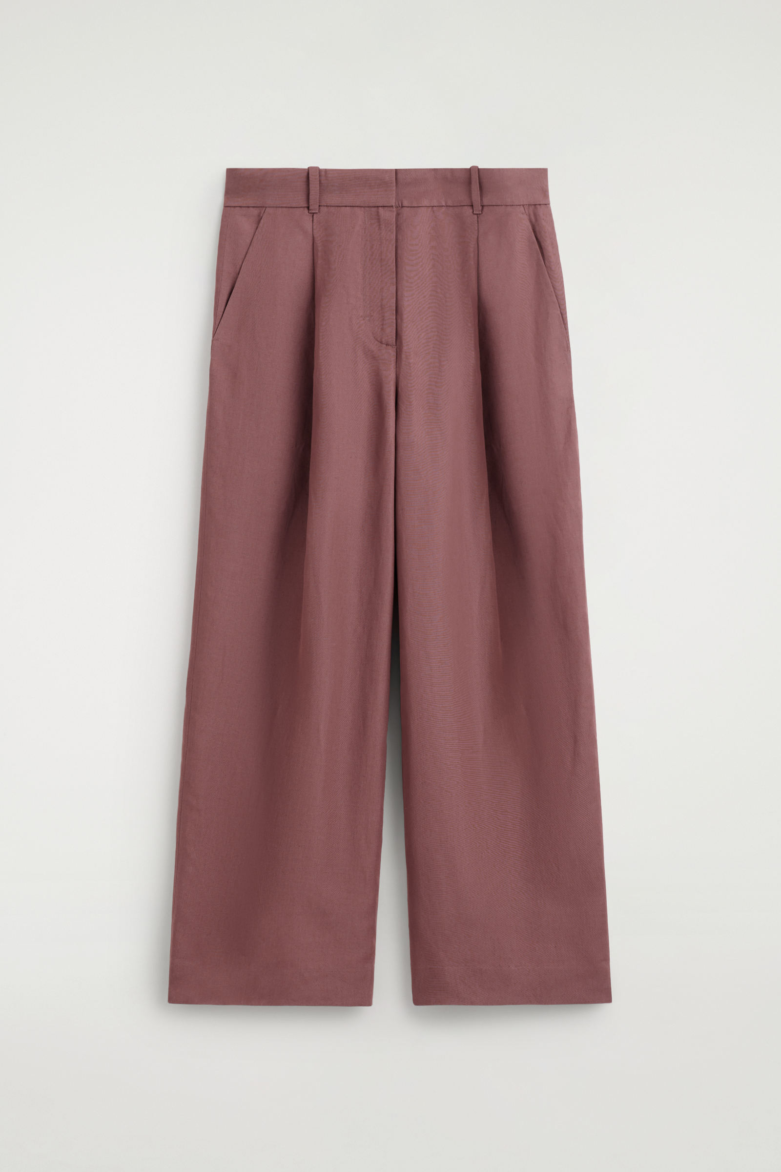 RELAXED LINEN-BLEND WIDE-LEG TROUSERSRUST
